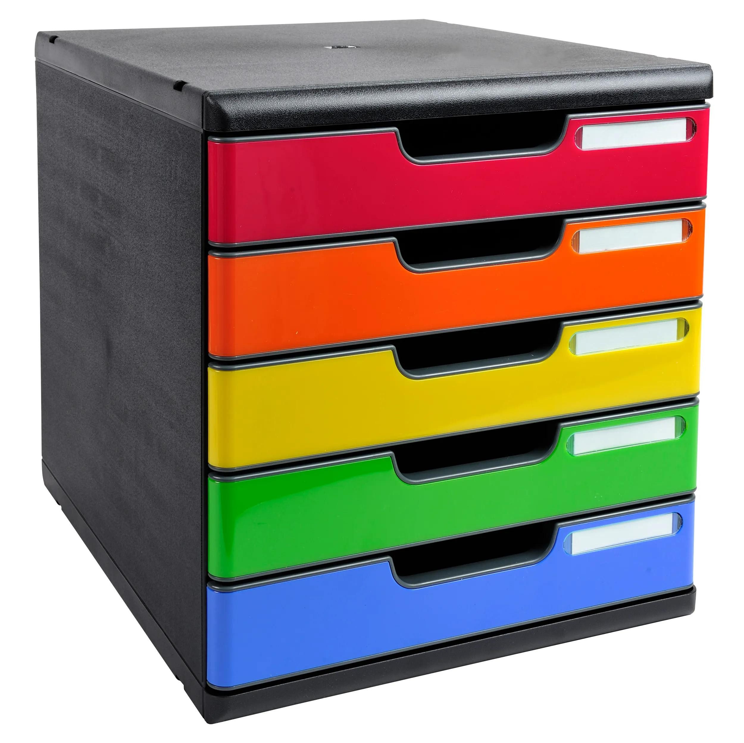 EXACOMPTA Schubladenbox Schubladenbox MODULO A4 5 geschlossene Schubladen Regenbogen 301798D, Schubladenboxen