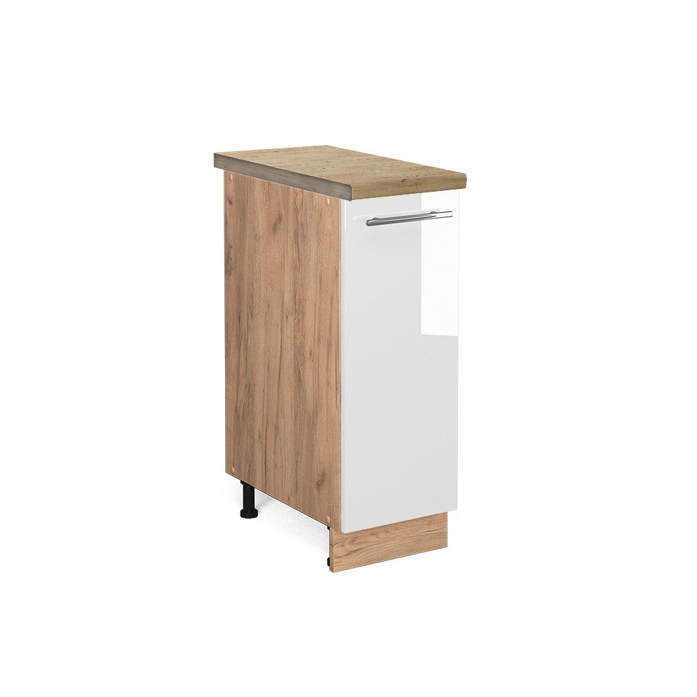 Vicco Apothekerschrank Fame-Line Weiß Hochglanz/Goldkraft Eiche 30 cm AP Ei günstig online kaufen