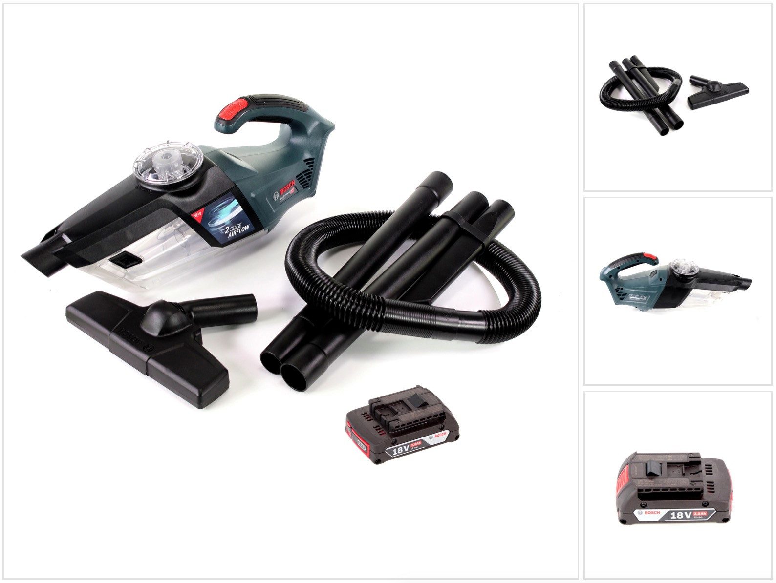 Bosch Professional Akku-Handstaubsauger GAS 18V-1 Akku Staubsauger 18V + 1x Akku 2,0Ah - ohne Ladegerät