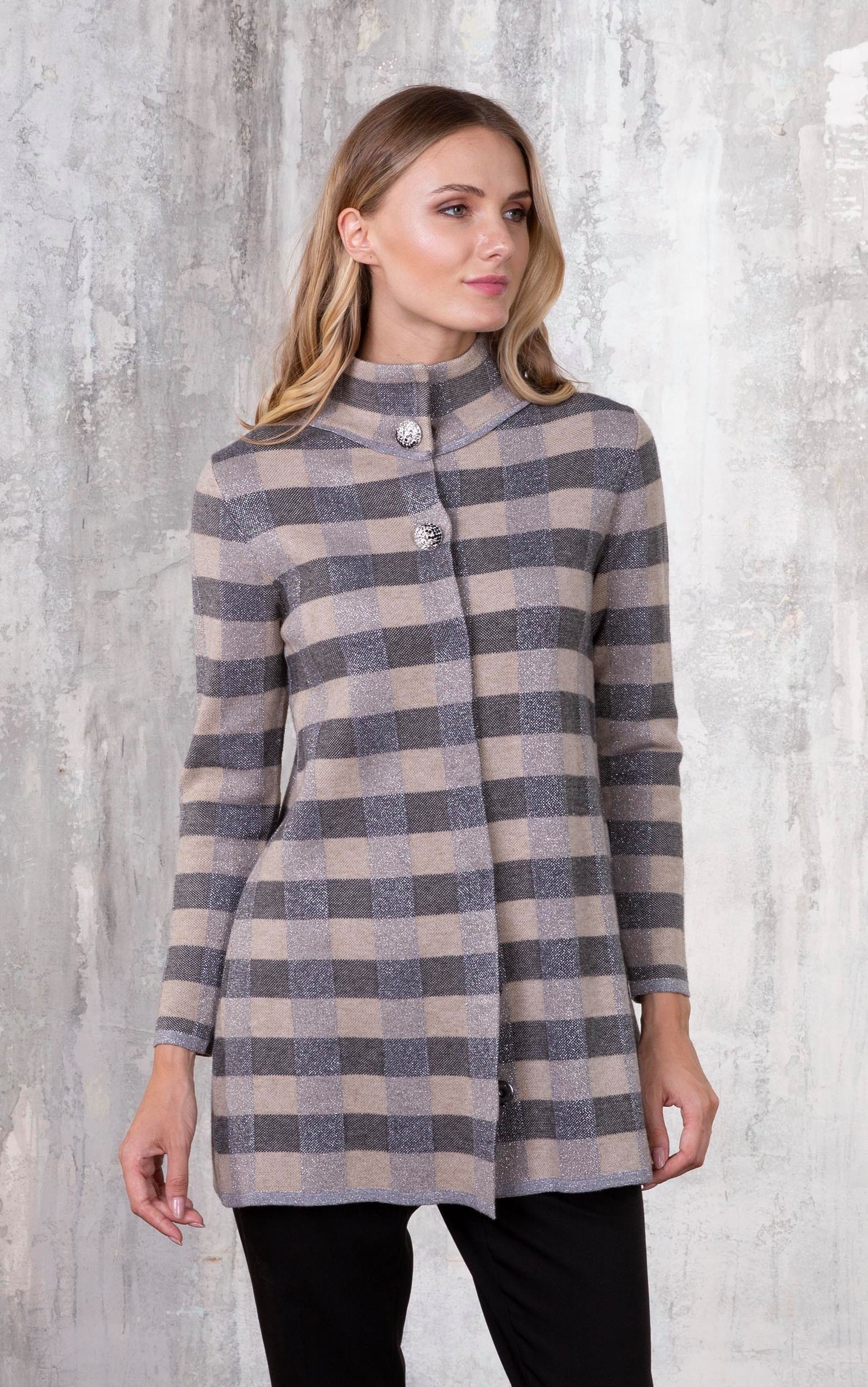 Passioni Cardigan mit Karomuster und Glitzergarn günstig online kaufen