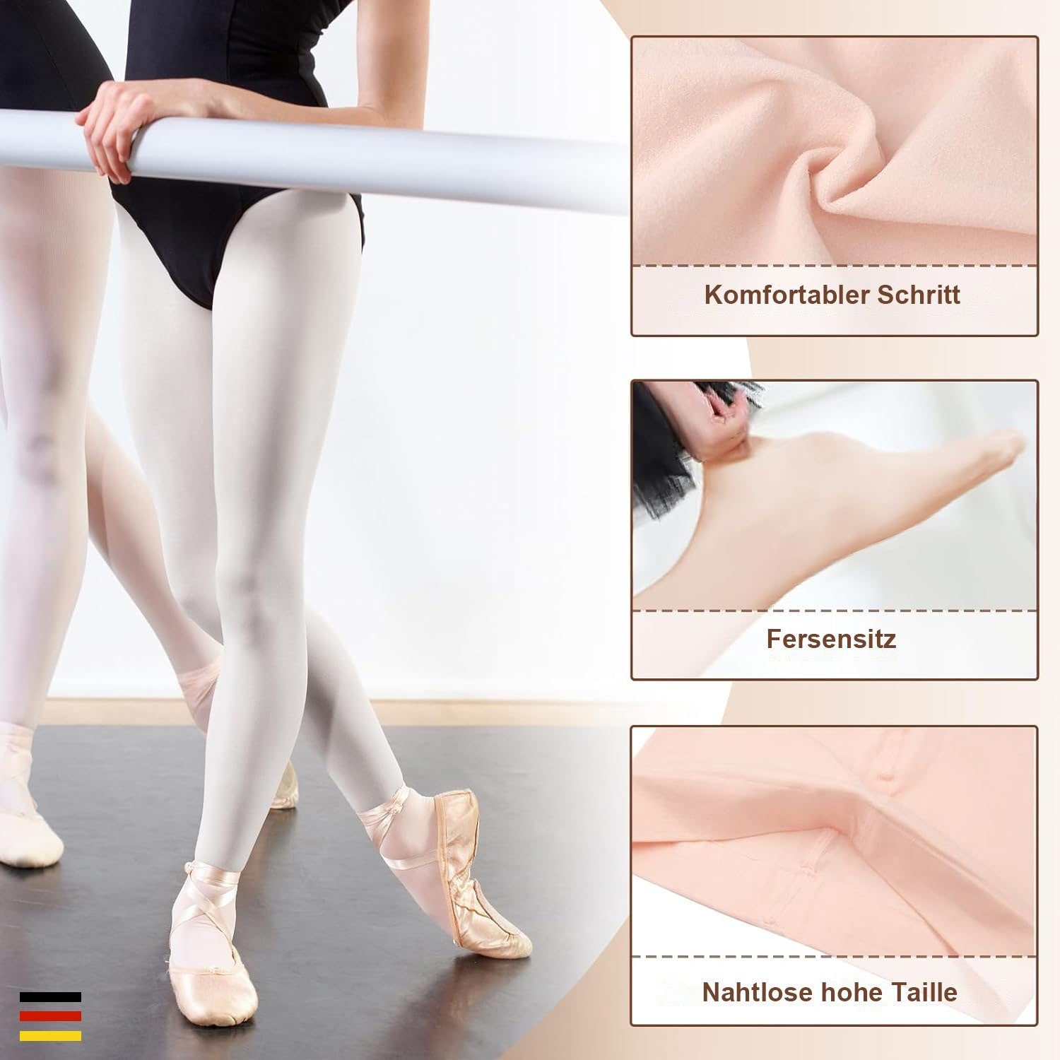 Dehnbare ultra Ballettstrumpfhosen Leggings Strumpfhose weiß MAGICSHE weiche