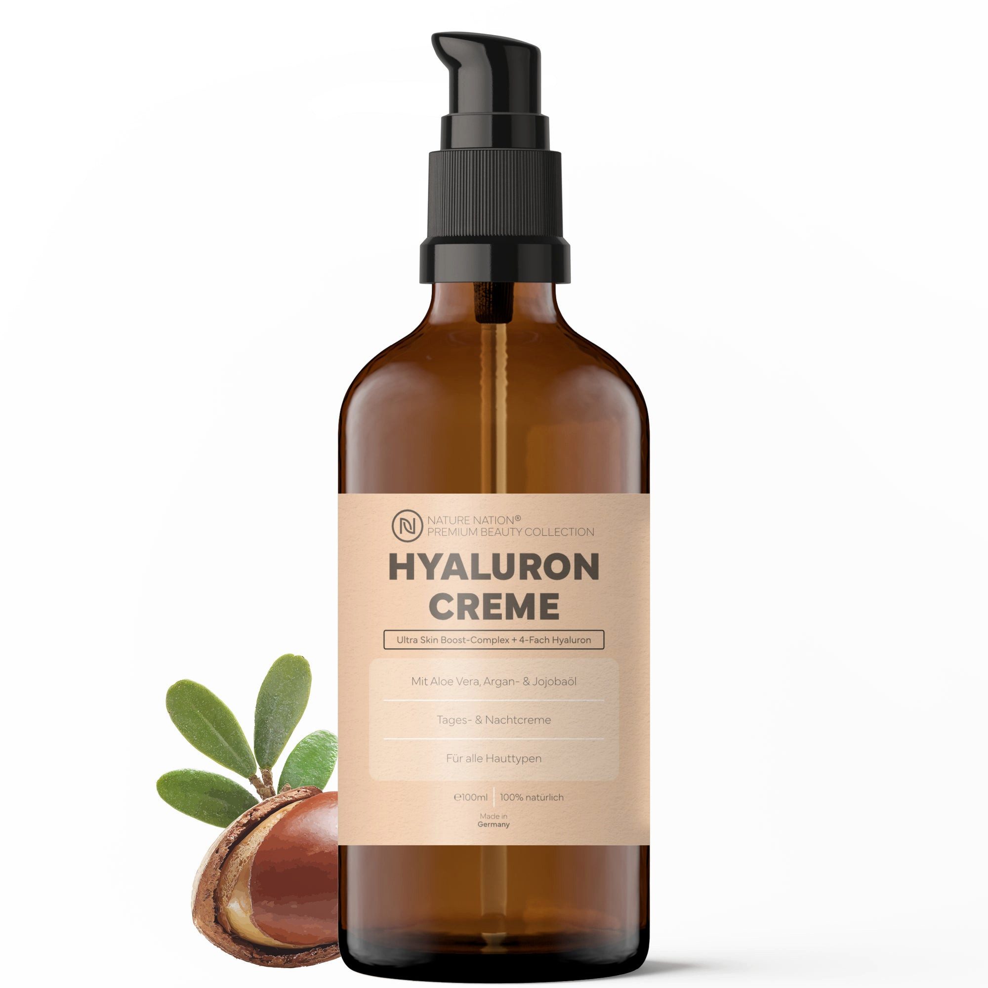 NATURE NATION Körperpflegemittel Hyaluron Creme 100ml – Feuchtigkeitspflege für die Haut