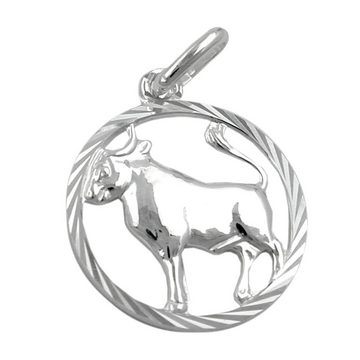 unbespielt Sternzeichenanhänger Anhänger Sternzeichen Stier 925 Silber 15 mm inkl. kleiner Schmuckbox, Silberschmuck für Damen und Herren