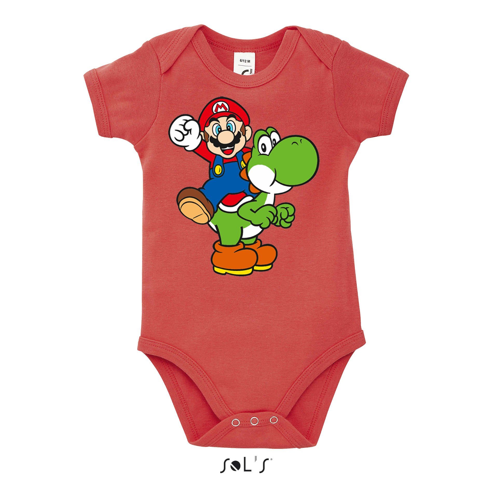 Blondie & Brownie Strampler Kinder, Baby, Jungen und Mädchen Yoshi & Mario Logo Print