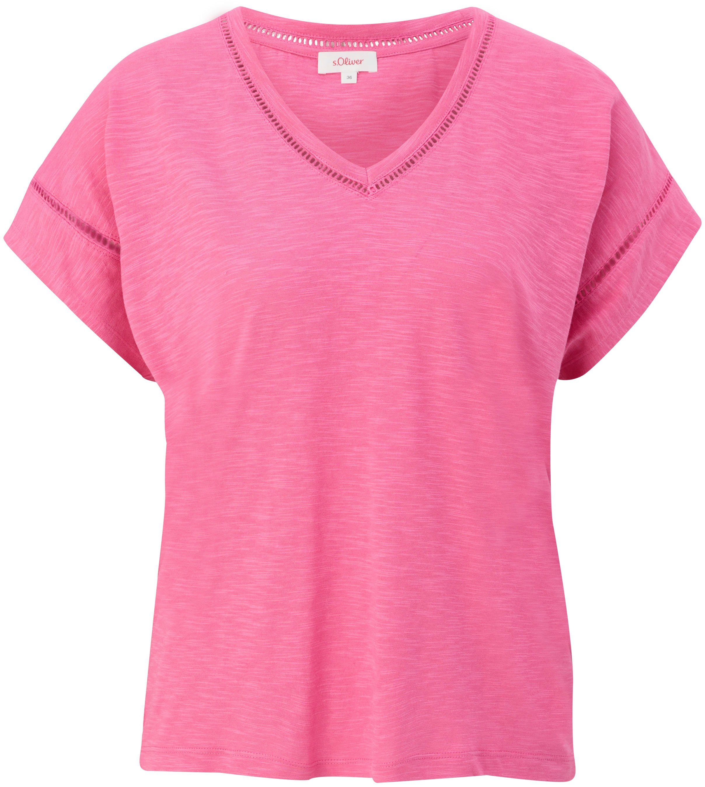 s.Oliver T-Shirt mit Zierborte lilac/pink