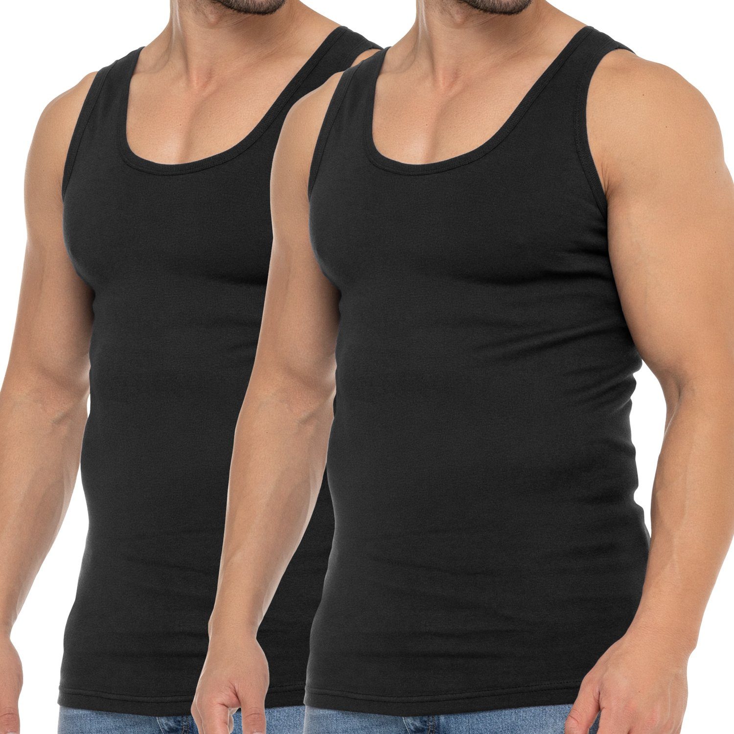 celodoro Unterhemd Herren Business Tank Top Achselhemd aus Baumwolle 2 x Schwarz