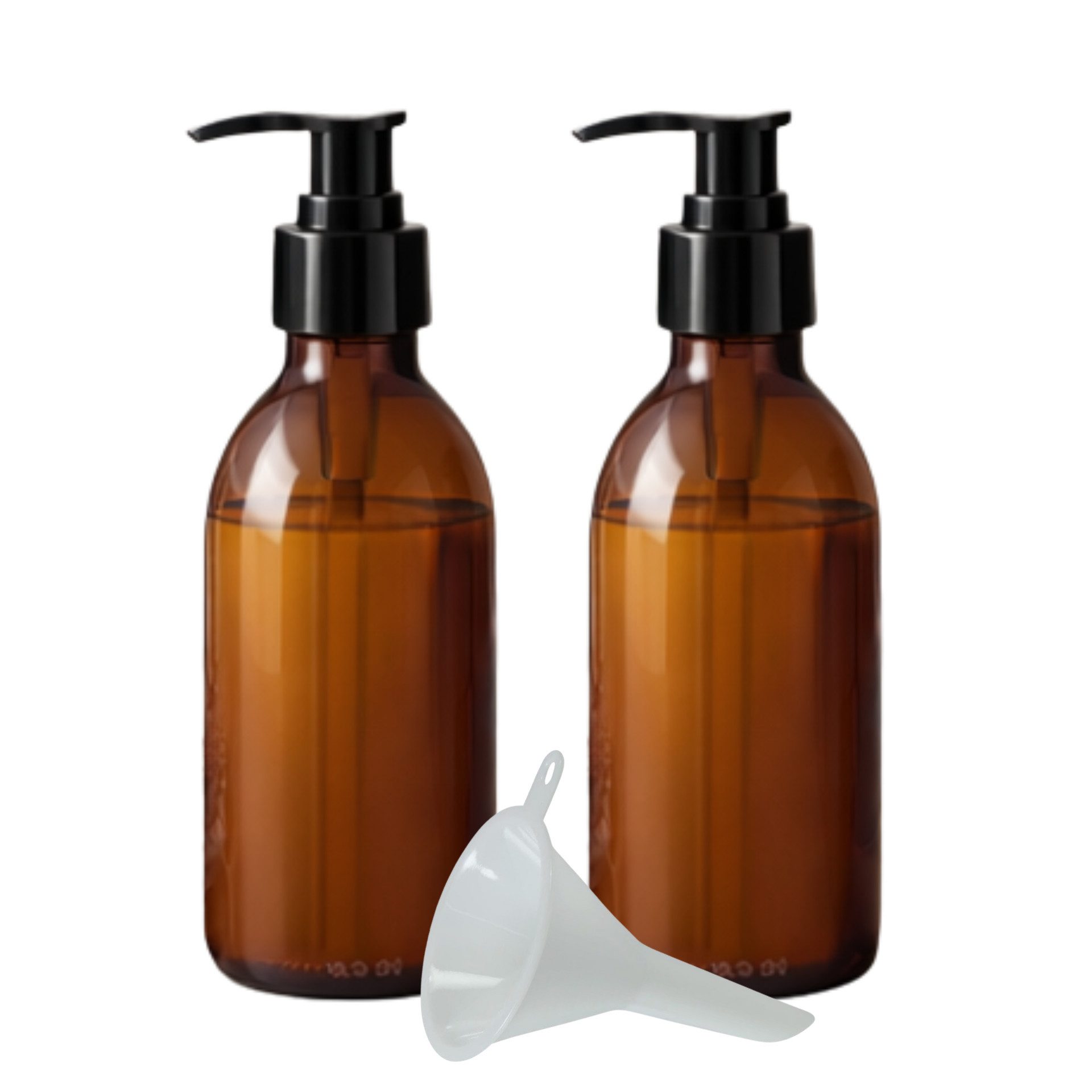 mikken Seifenspender 2x Lotionsspender 200 ml aus Braunglas - Pumpspender, (2er Set), Apothekerqualität, für Öl, Lotionen und Lösungen, mit UV-Schutz