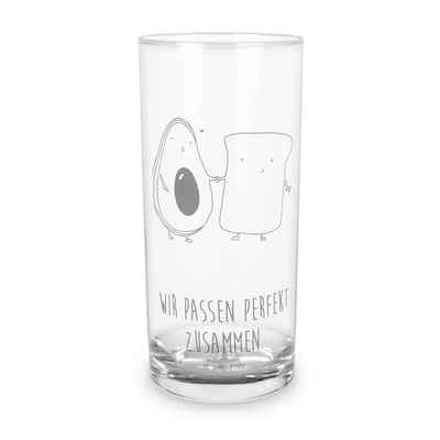 Mr. & Mrs. Panda Glas 400 ml Avocado Toast - Transparent - Geschenk, Hochzeit, Wasserglas m, Premium Glas, Unikat durch Gravur