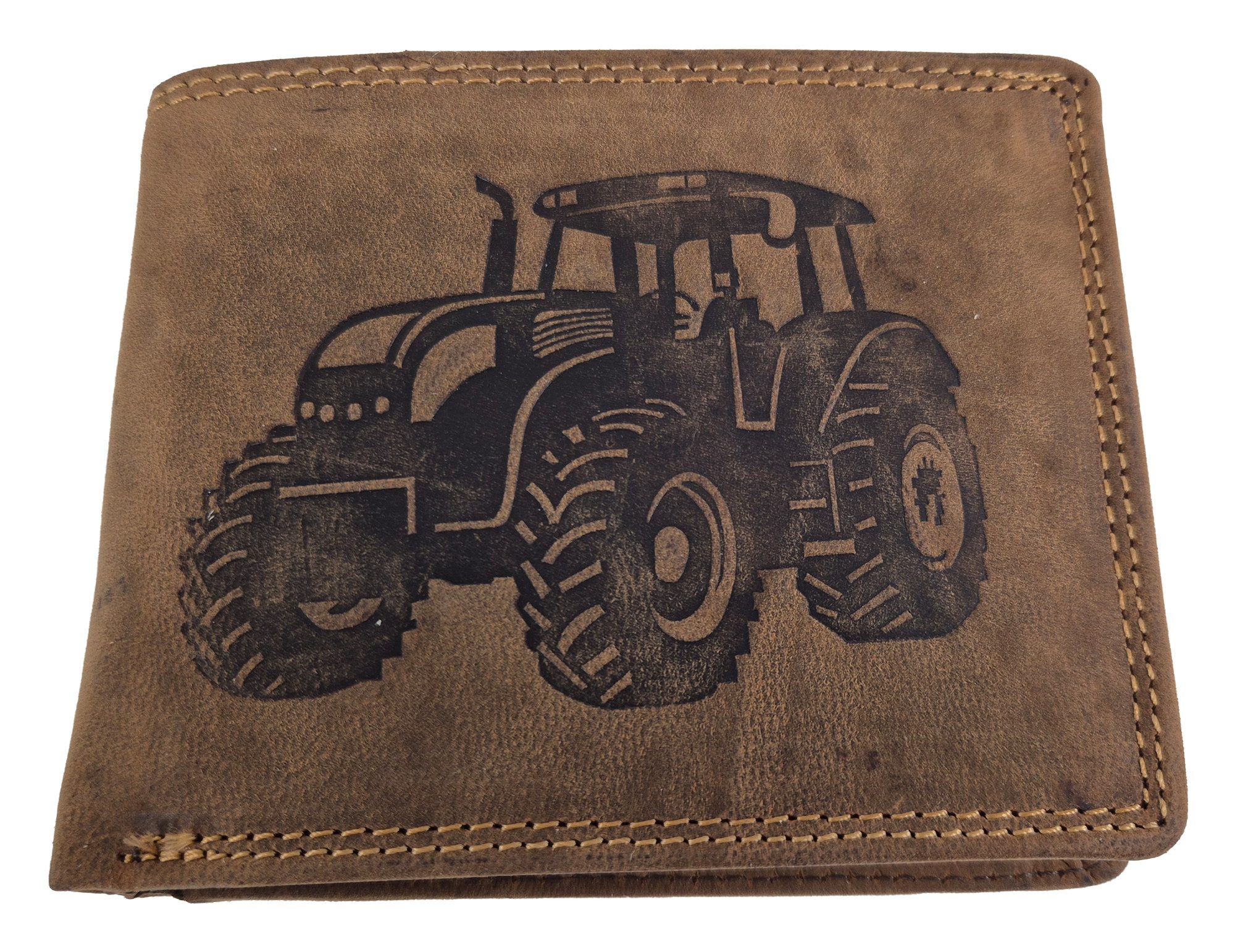 Einkaufszauber Geldbörse Echt Leder Geldbeutel Traktor Rustikal - Landwirtschaft, Echtes rustikales Büffelleder