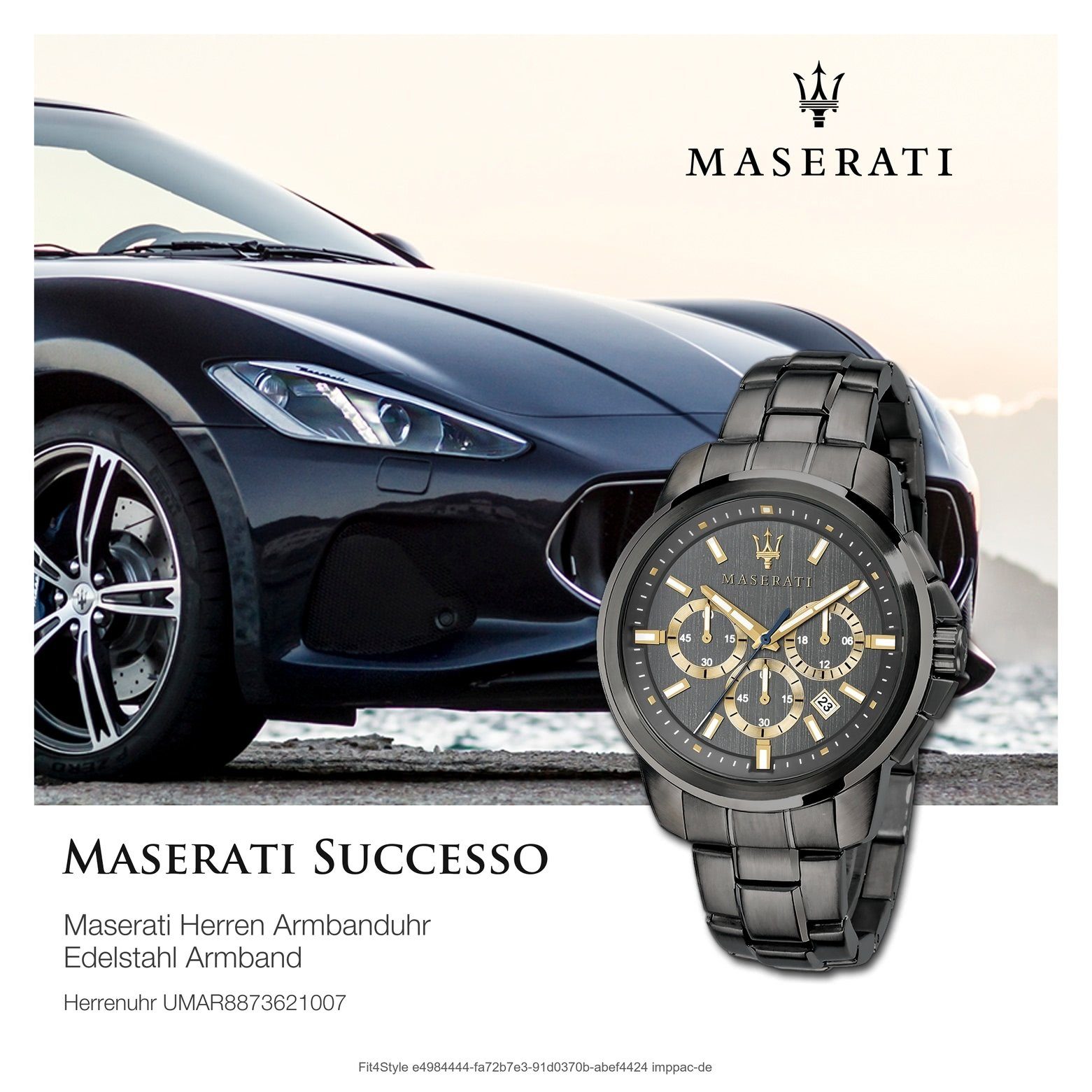 Italy Chronograph, rund, groß Chronograph Made-In Herrenuhr Herren Edelstahlarmband, 52x44mm) grau Uhr (ca. Maserati MASERATI