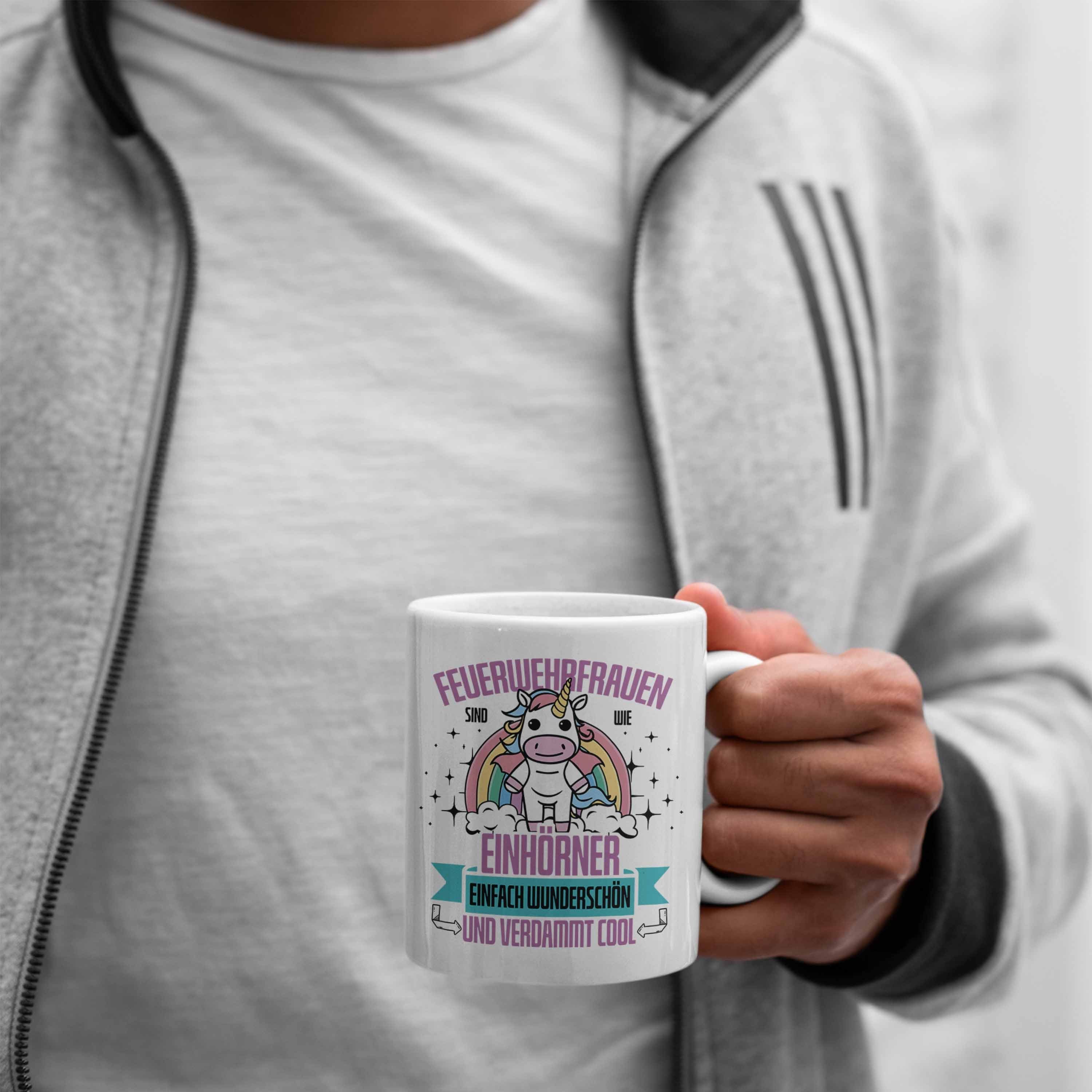 Feuerwehr Frauen Weiss Tasse der Geschenk Trendation in für Tasse Feuerwehrfrau Lustige Einhö