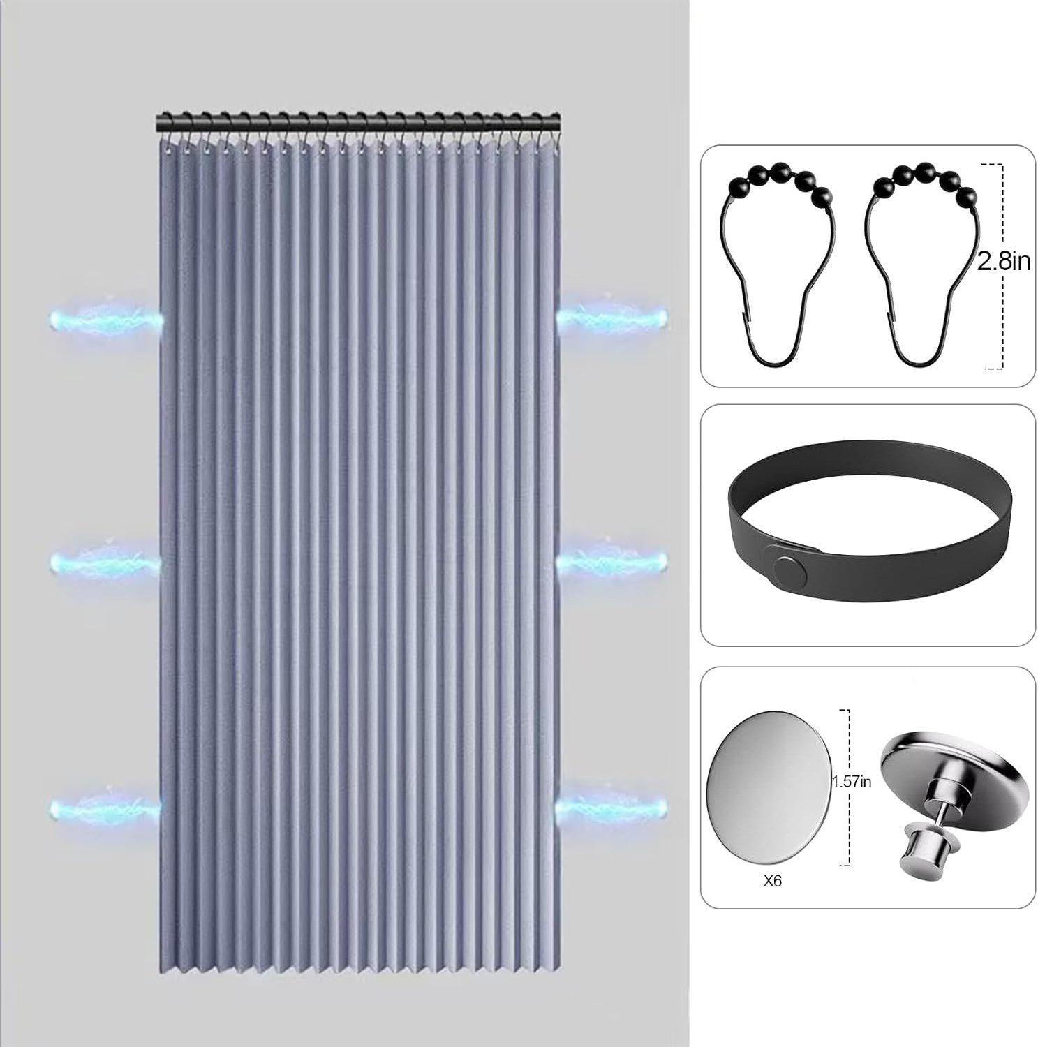 Coonoor Duschvorhang Wasserdichter Magnet-Falt-Duschvorhang, Anti-Schimmel günstig online kaufen
