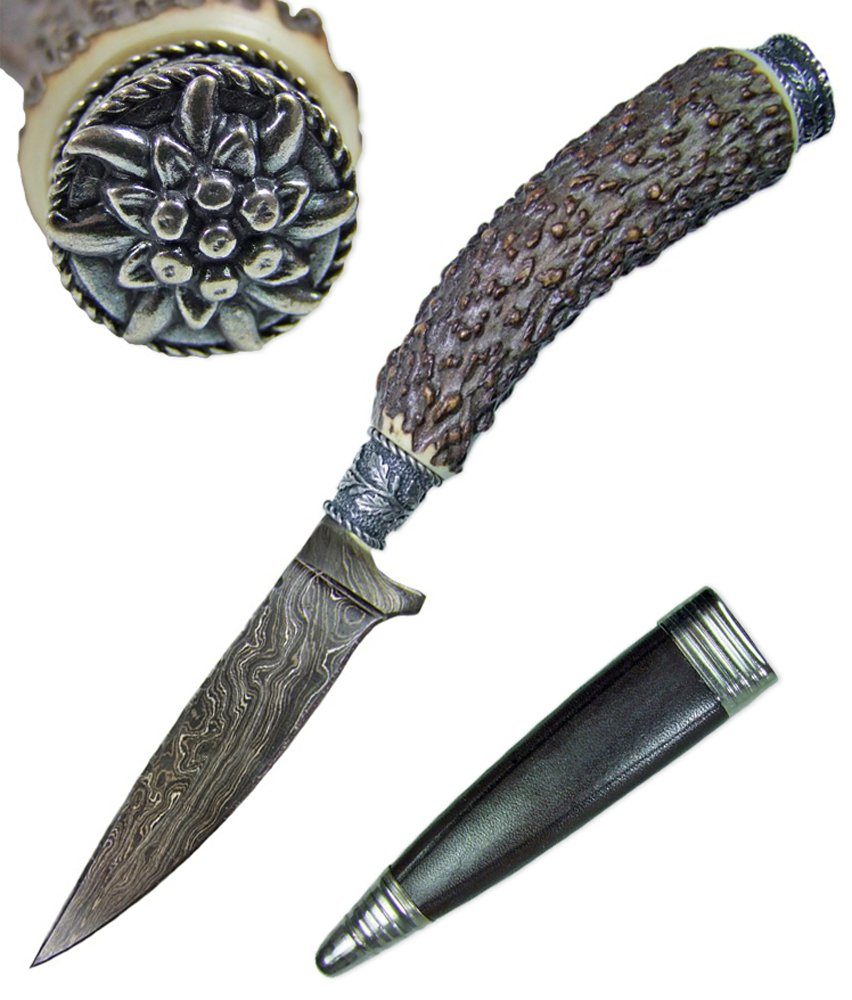 Funk Hirschhorn Taschenmesser Trachtenmesser mit Damastklinge und Zierkappe - Ed | Taschenmesser