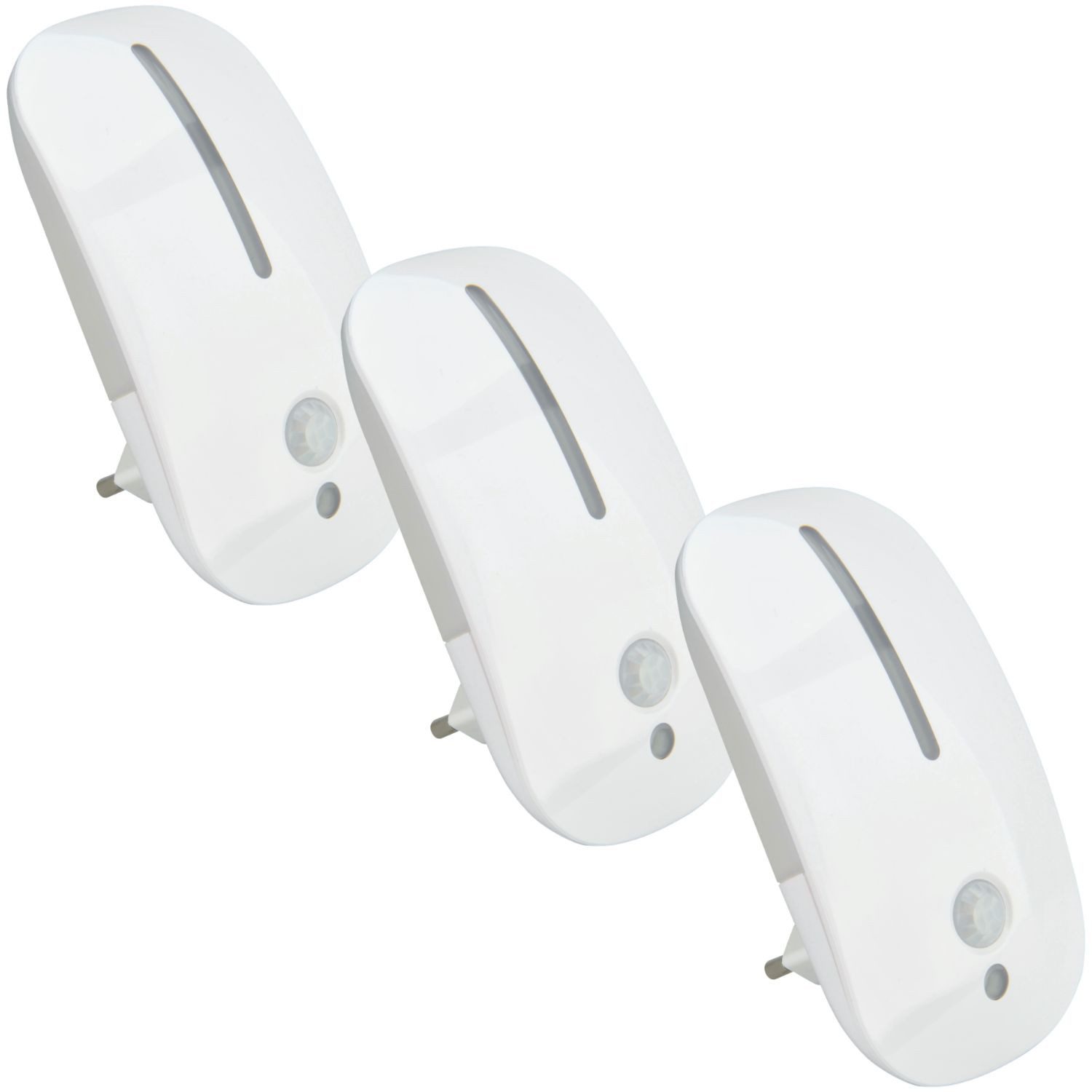 UNITEC LED Nachtlicht 3x LED Nachtlicht Licht Steckdose Stecker Sensor, Nachtlichtfunktion, LED Leuchte Lampe mit Bewegungsmelder + Dämmerungssensor Nachtlampe