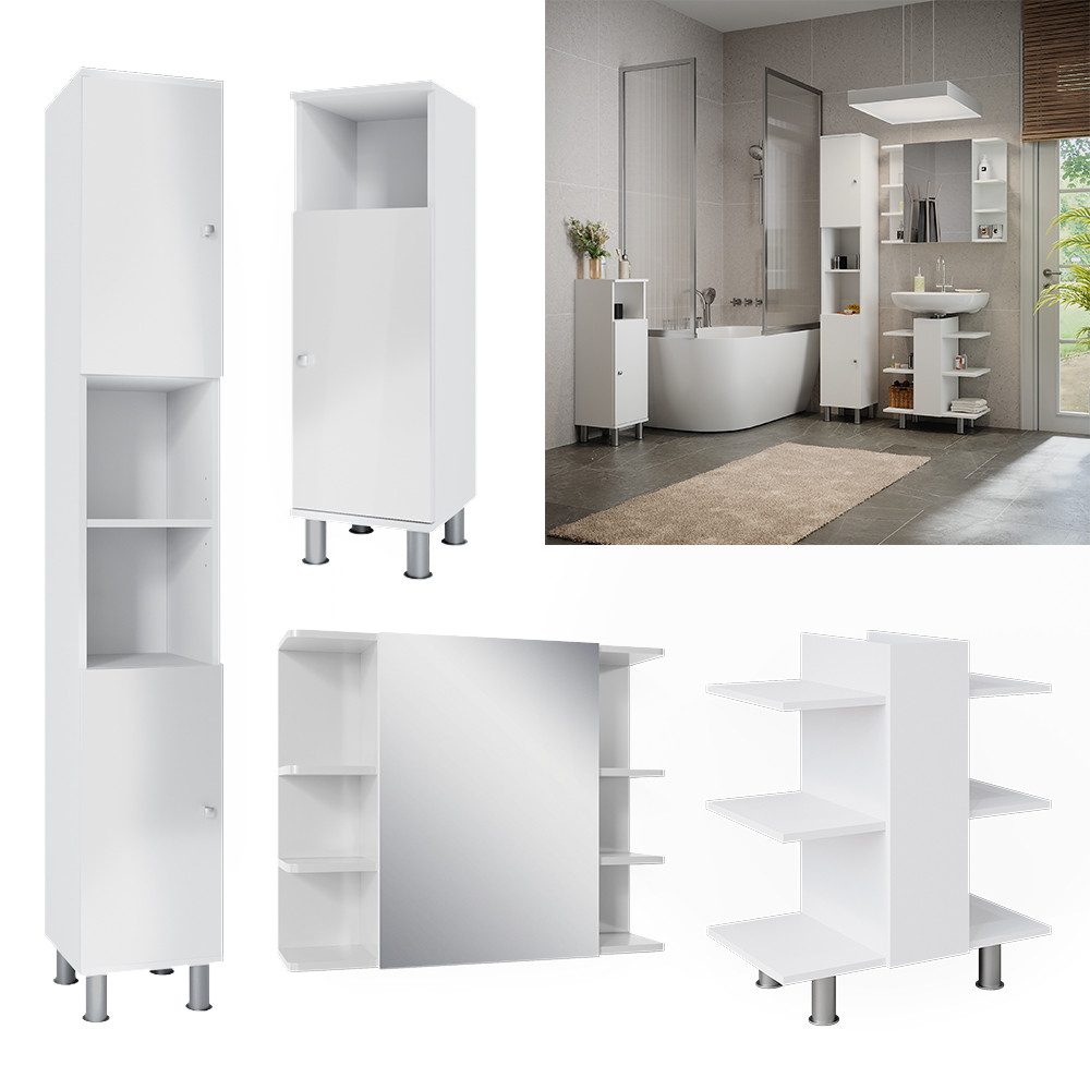 Vicco Badmöbel-Set Fynn, Weiß, 4 Teile, günstig online kaufen