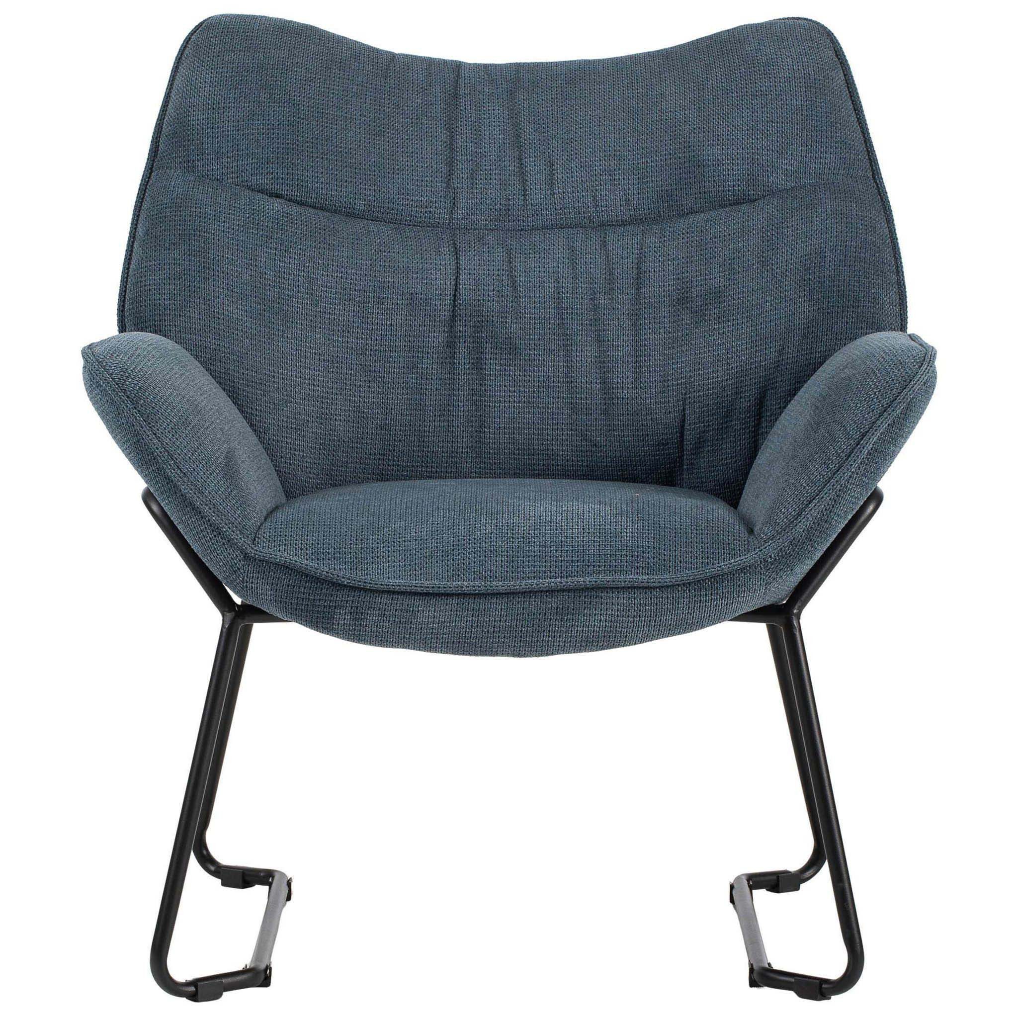 bene living Loungesessel Aliano - blau (1-St), schwarzes Metall-Gestell - bequeme Arm- und Rückenlehne
