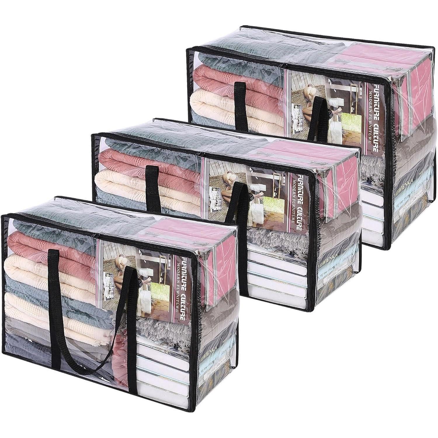 LuxusKollektion Aufbewahrungsbox Transparente Kleideraufbewahrungstasche mit Reißverschluss 40l 60l 90l