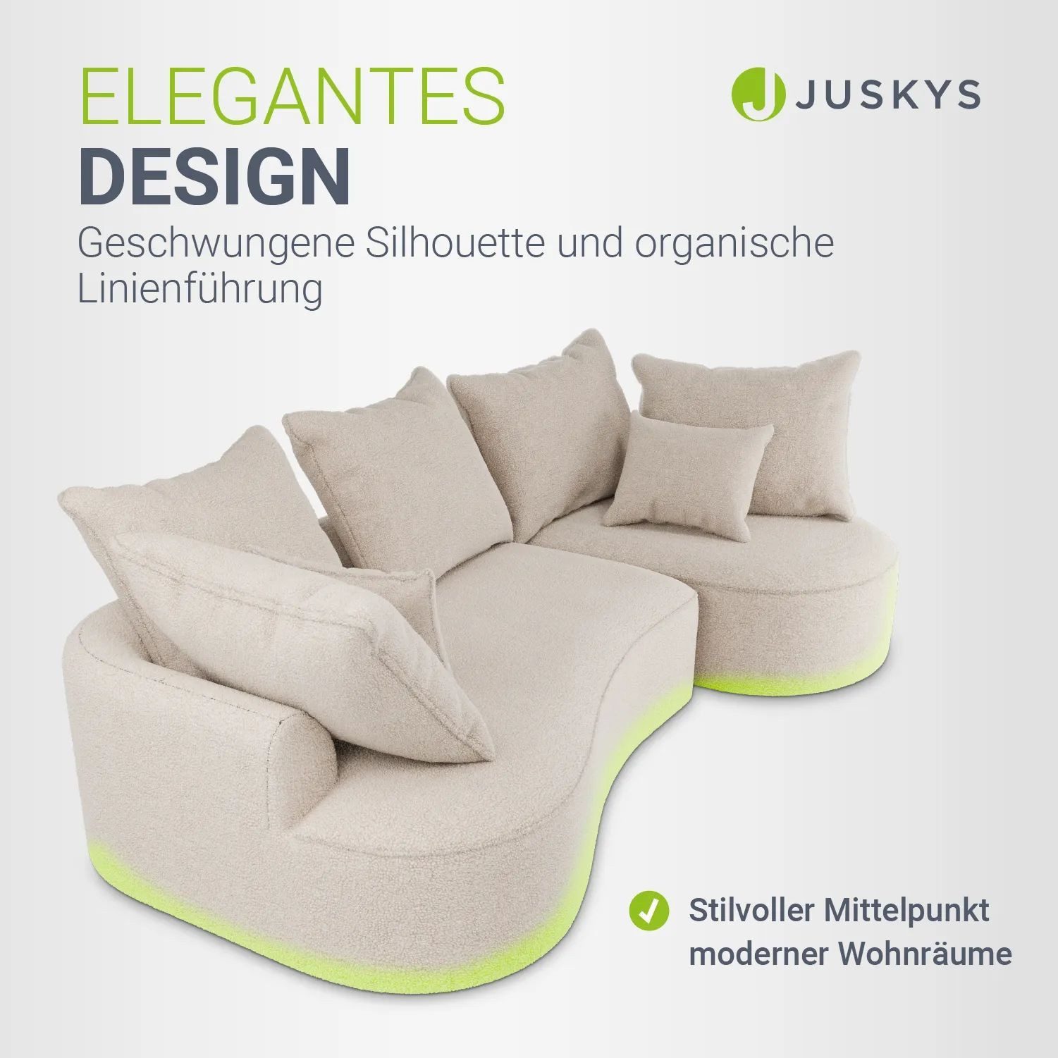Juskys Ecksofa Tirano, 2 Teile, Entfaltet sich selbst, Rücken- & Dekokissen, bis 500 kg belastbar