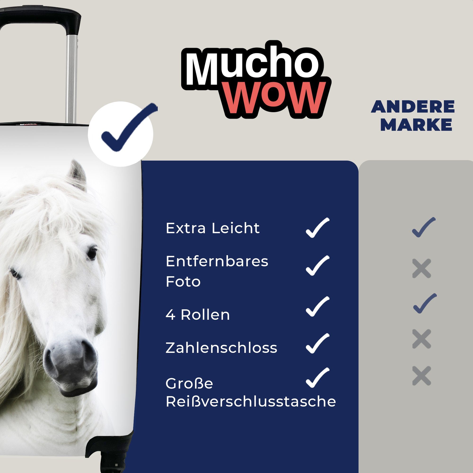 Handgepäck Ferien, Nutztiere - Reisekoffer - MuchoWow Pferde für 4 rollen, Handgepäckkoffer Rollen, mit Mähnen, Trolley, Reisetasche