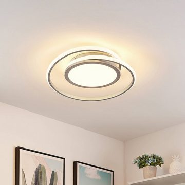 Lucande LED Deckenleuchte Noud, dimmbar, LED-Leuchtmittel fest verbaut, warmweiß, Modern, Eisen, Aluminium, Kunststoff, silber, 1 flammig, inkl.