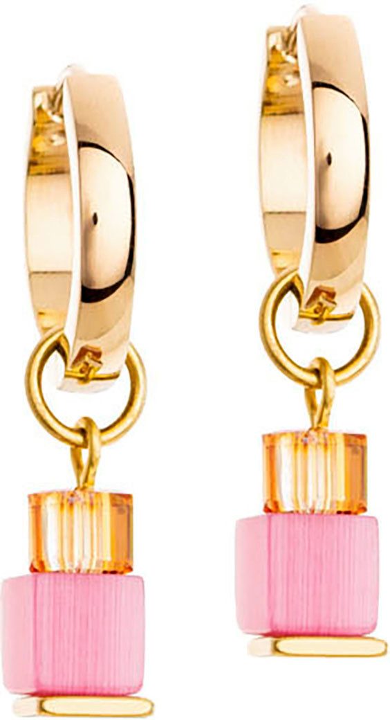 COEUR DE LION Paar Серьги-кольца Schmuck Geschenk Edelstahl GeoCUBE® Würfelkette, Made in Germany Swarovski® Krist, Tigerauge (s) Einhänger abnehmbar