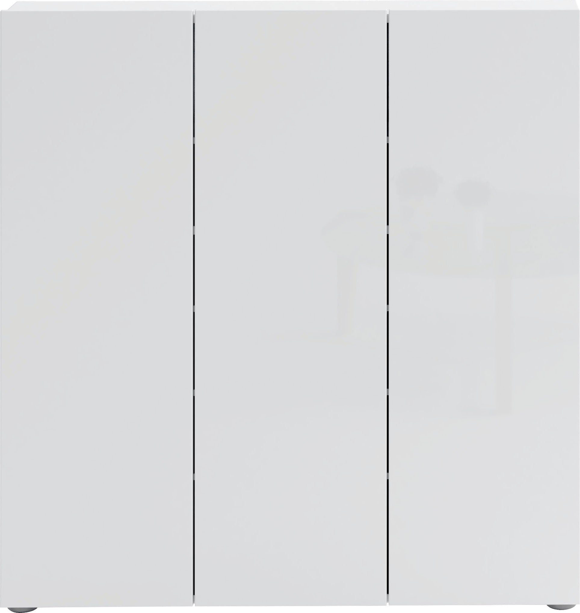 Fächern 3 weiß möbelando Schuhschrank und 12 110,2x115x18,6 mit cm) in SPAZIO Türen (BxHxT: