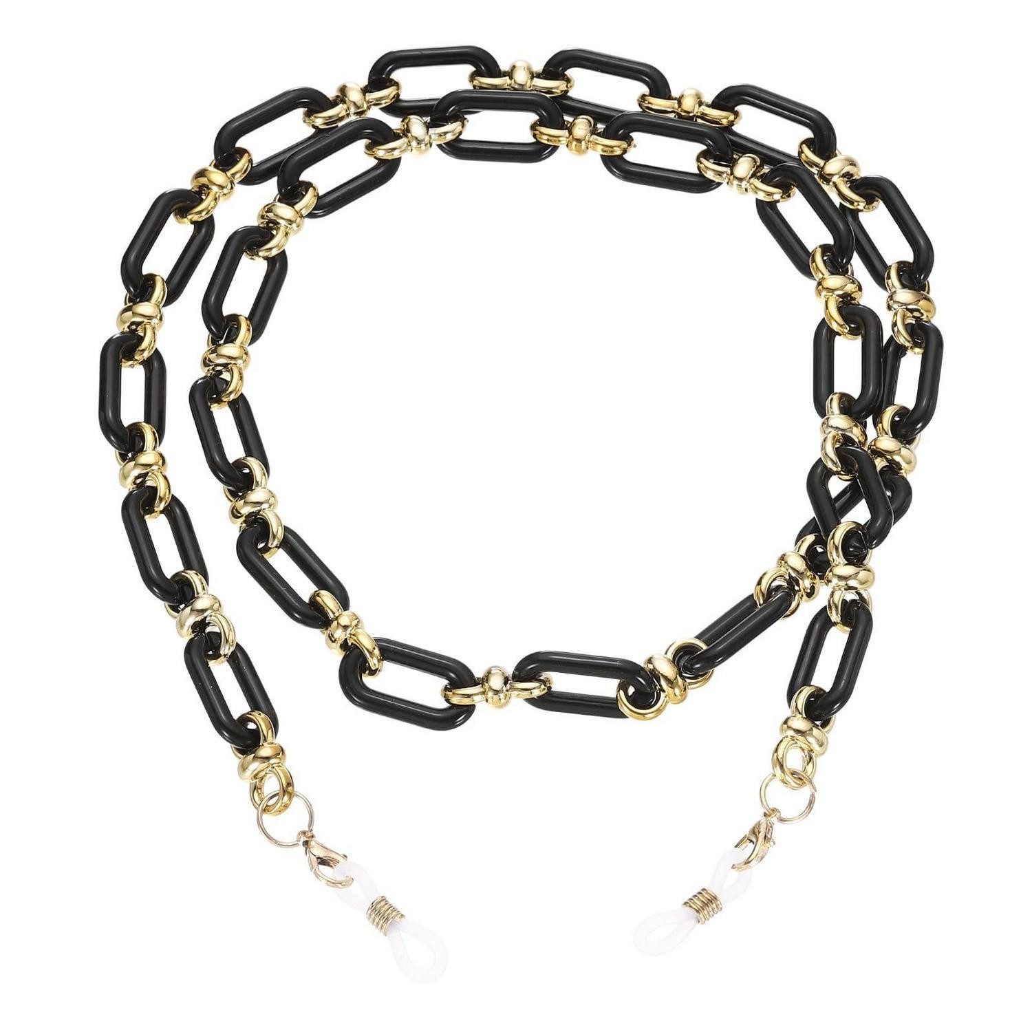LuxusKollektion Brillenkette Acryl Brillenkette Damen Schwarz 74cm