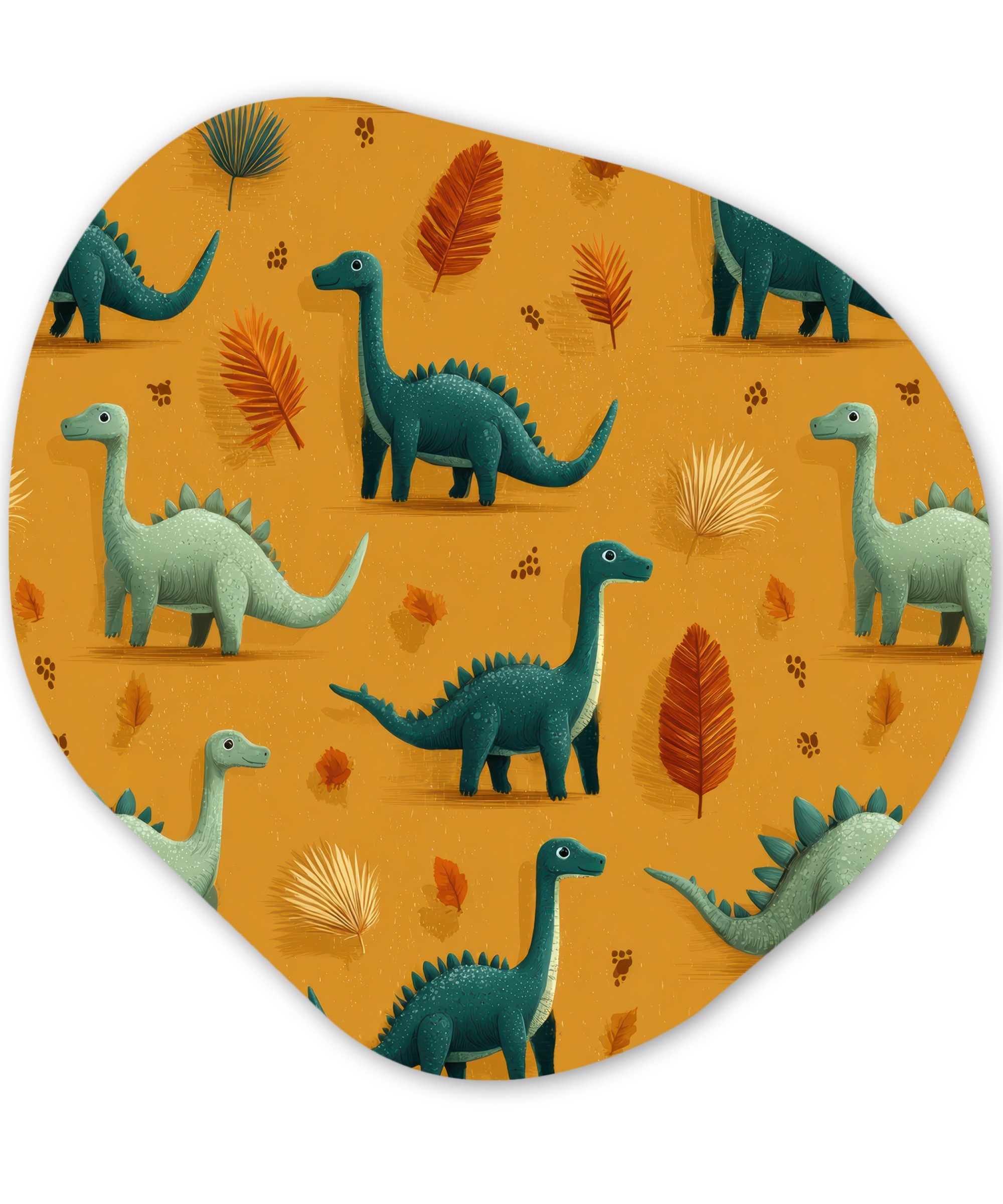 MuchoWow Gemälde Dinosaurier - Stacheln - Herbstblätter - Braun, Fotodruck (1 St), Wandbild Abstrakt, Wohnzimmer Schlafzimmer Wanddekoration, 40x40 cm