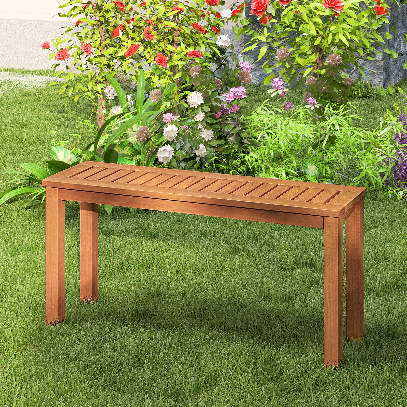 KOMFOTTEU Gartenbank, Sitzbank aus Massivholz, 150 kg belastbar