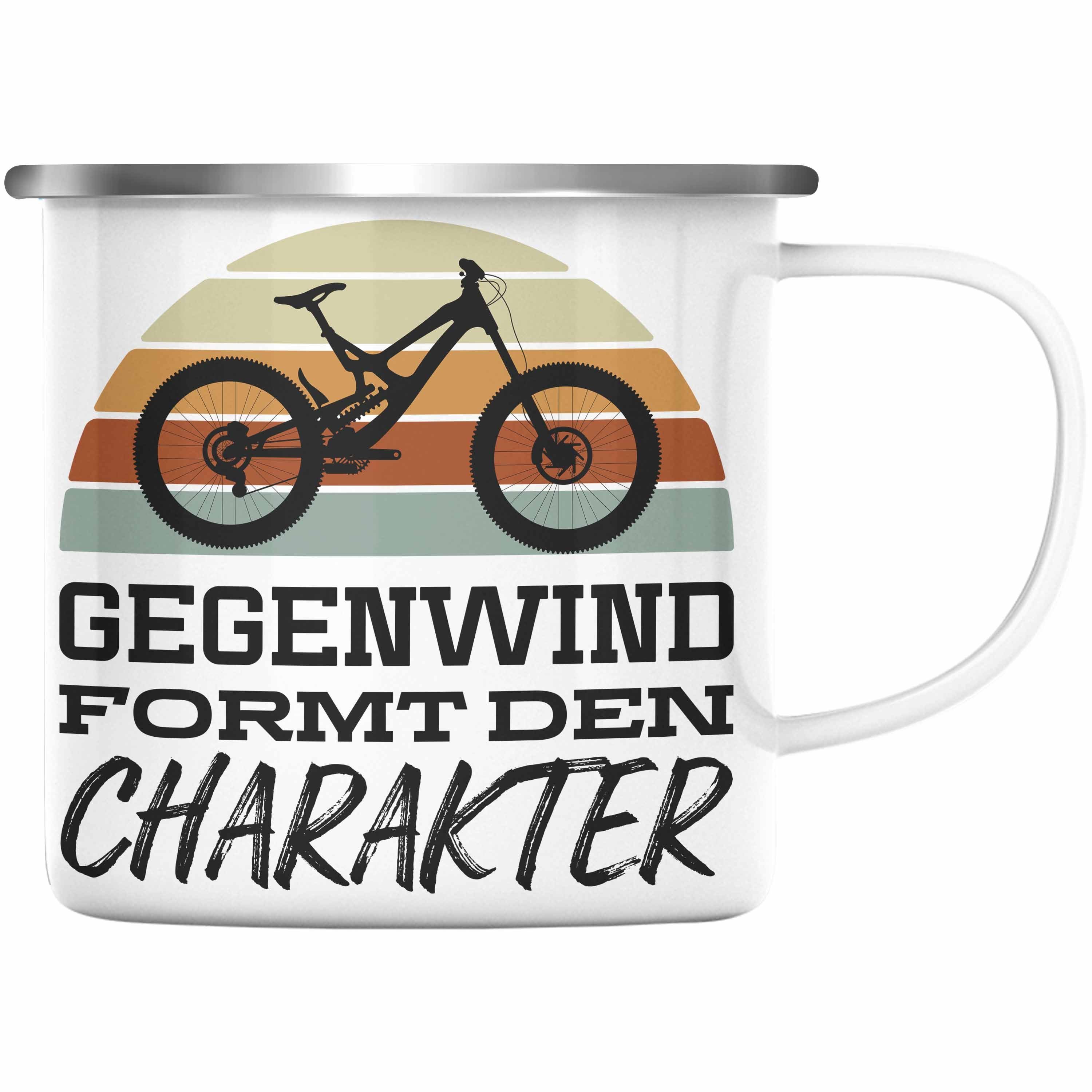 Trendation Thermotasse Trendation - Fahrrad Radfahrer Geschenk Rennrad Bike Geschenkideen Emaille Tasse Fahrradfahrer KaffeeEmaille Tasse