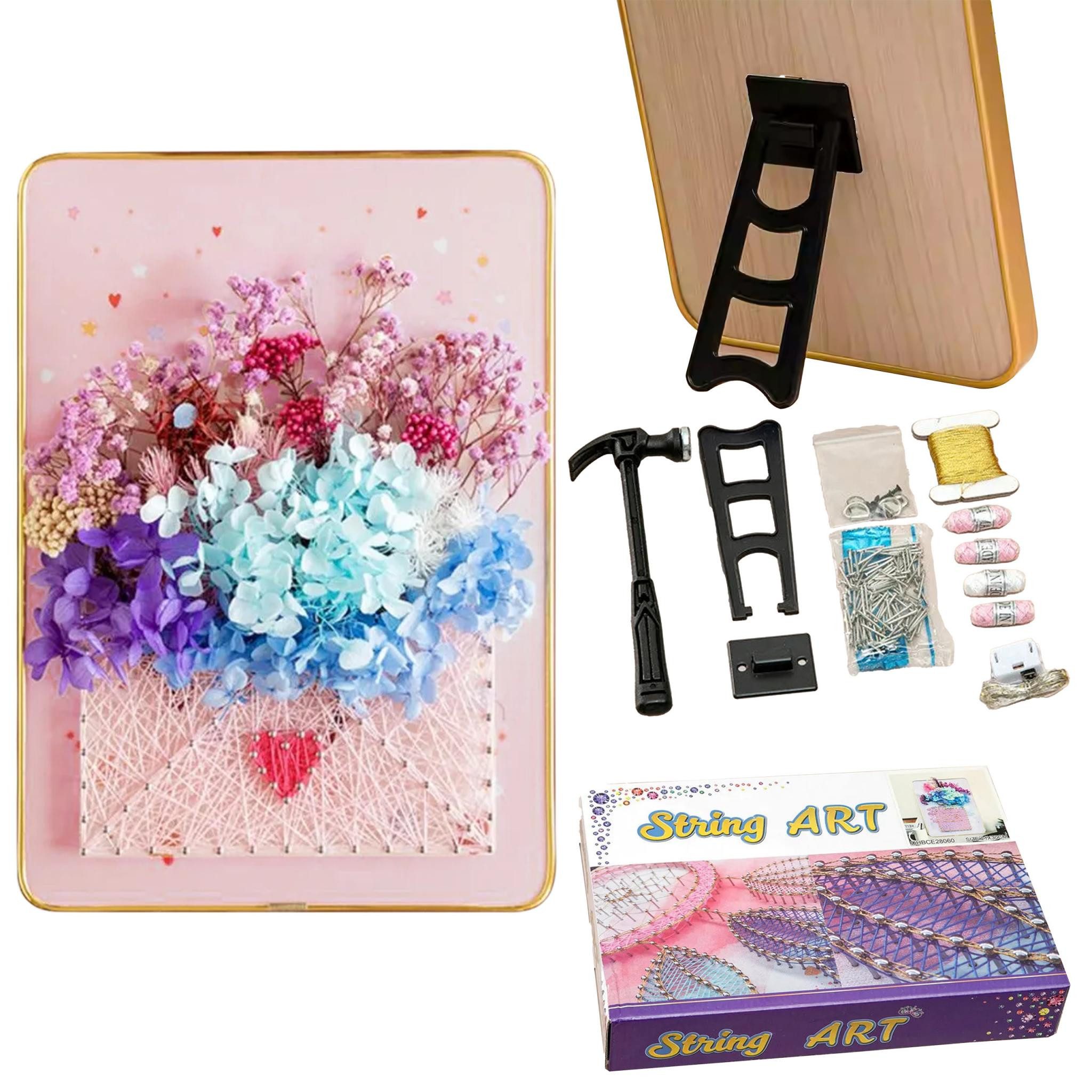 LA CUTE Kreativset String Art Set 21x30 cm – DIY Fadenkunst mit LED für kreative Designs., (Kreativ-Set für künstlerische Fadenbilder mit Beleuchtung., Bastelset mit LED-Lichtern für beeindruckende String Art Motive), Kreatives DIY-Set mit LED-Beleuchtung für einzigartige Kunstwerke.