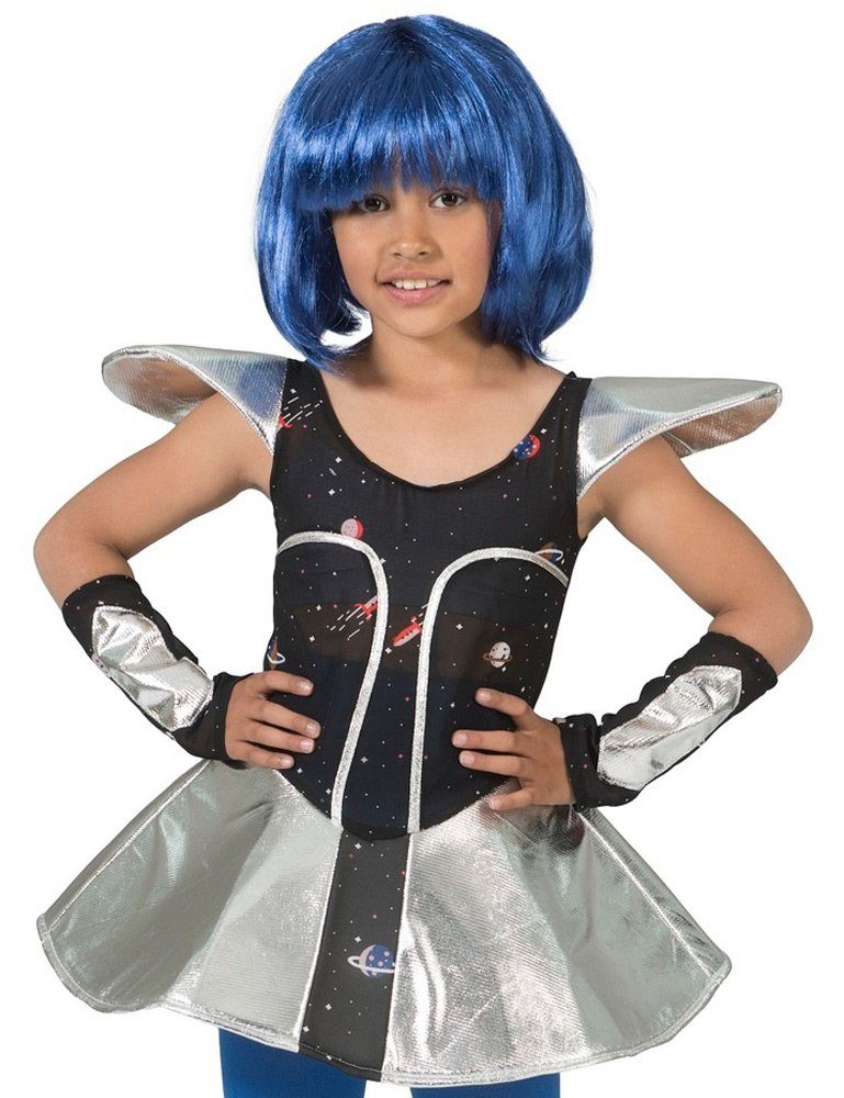 Funny Fashion Kostüm »Space Girl Kostüm "Leia" für Mädchen - Weltall  Weltraum Kinderkostüm Silber Metallic«, Kleid mit Armstulpen