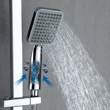 HOMELODY Duschsystem Duschset Thermostat Regendusche 2 Funktionen Duschset Messing, 2 Strahlart(en), Duschsäule mit Kopfbrause Handbrause und Verstellbarer Duschstange