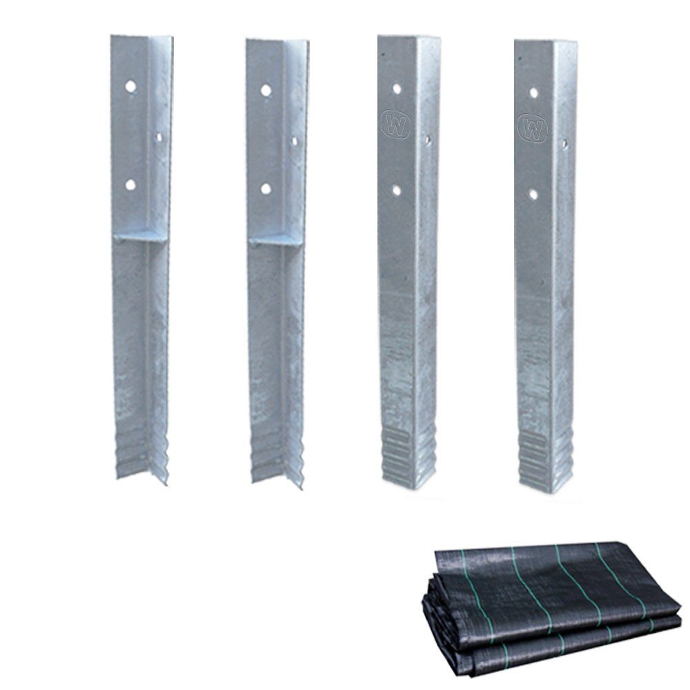 Wickey Spielturm-Erweiterung VERSCHIEDENE Zubehörpakete – SolidLock Winkelanker & Vlies, (KOMPLETTSET: SolidLock Ankersets + Unkrautschutzvlies, 4 St., Grundlage für 10 Jahre Garantie von Wickey), Original-Anker für Wickey Spielgeräte aus verzinktem Stahl