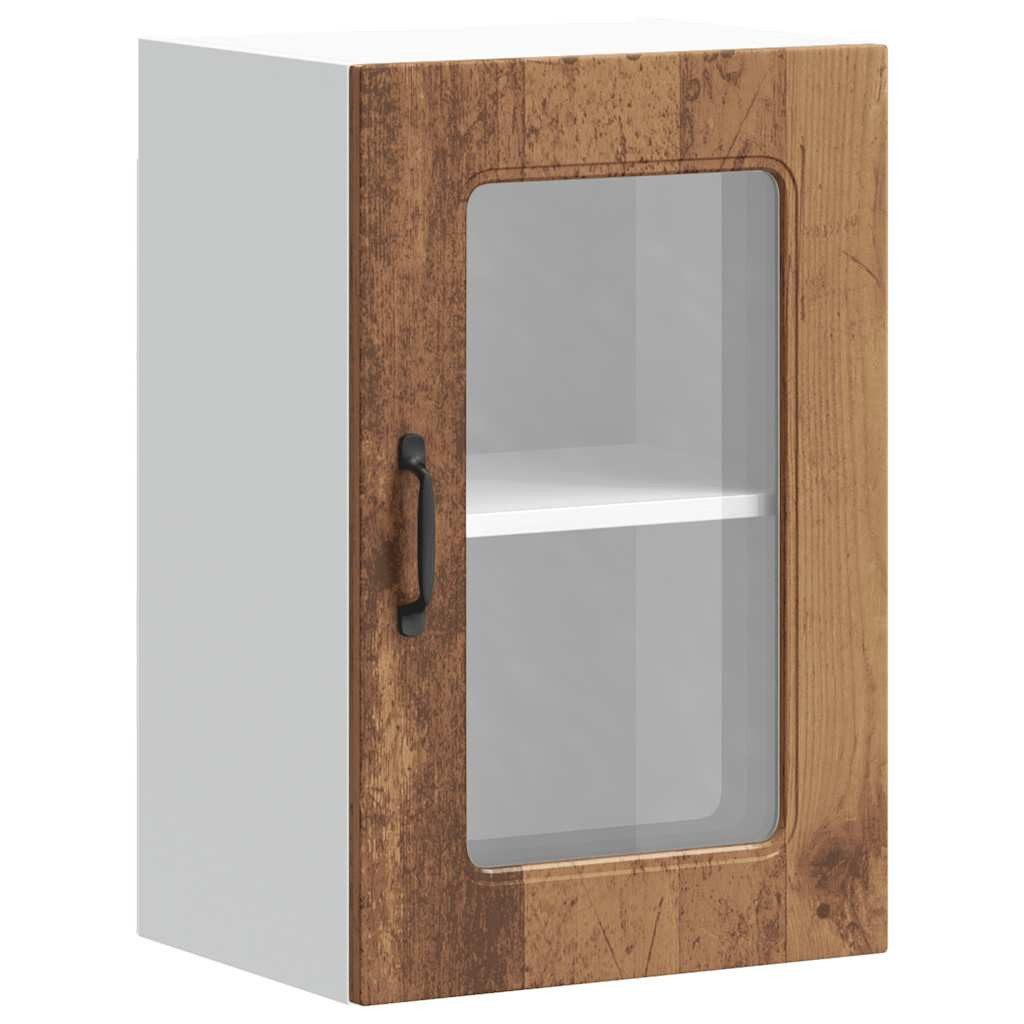 vidaXL Hängeschrank Vitrine-Hängeschrank Küchen-Hängeschrank mit Glastür Altholz-Optik Spa