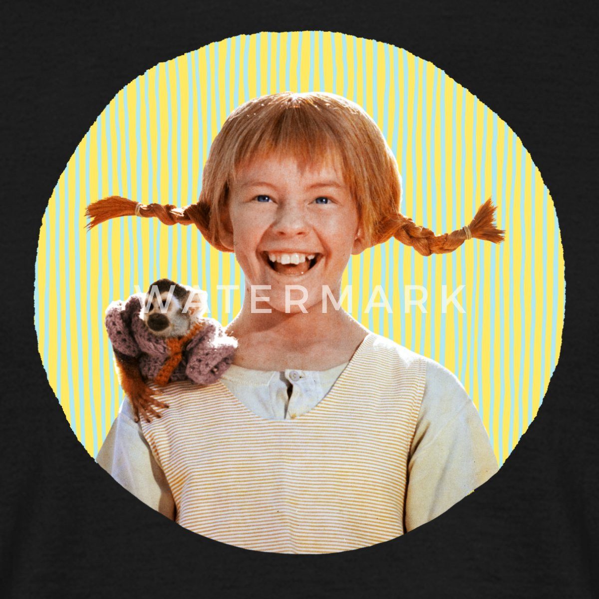 Spreadshirt T-Shirt Pippi Langstrumpf Mit Herr Nilsson Portrait Männer T-Shirt (1-tlg)