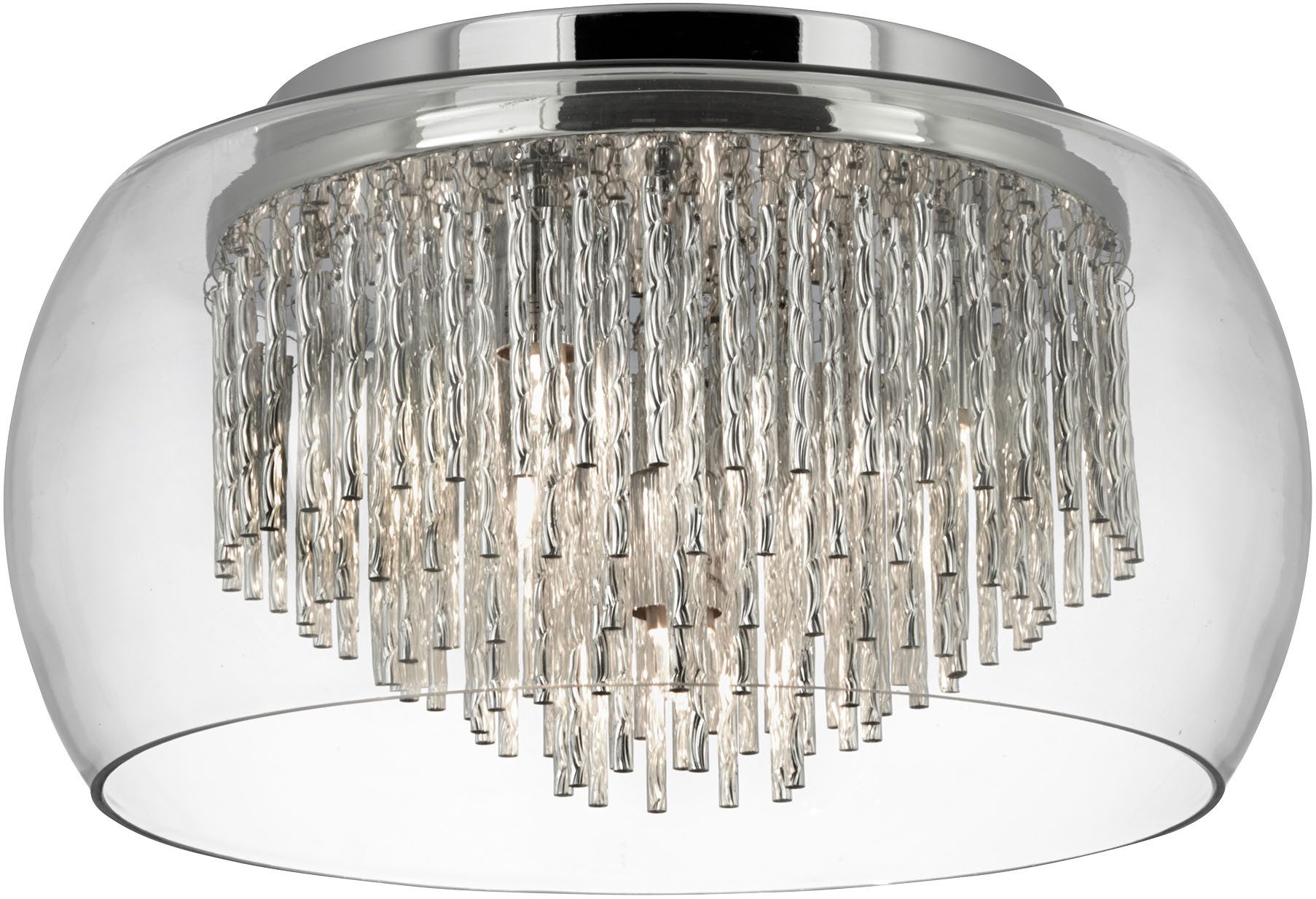 Searchlight Deckenleuchte Curva 4Lt Flush - Chrome Metal & Crystal Glass, Leuchtmittel wechselbar