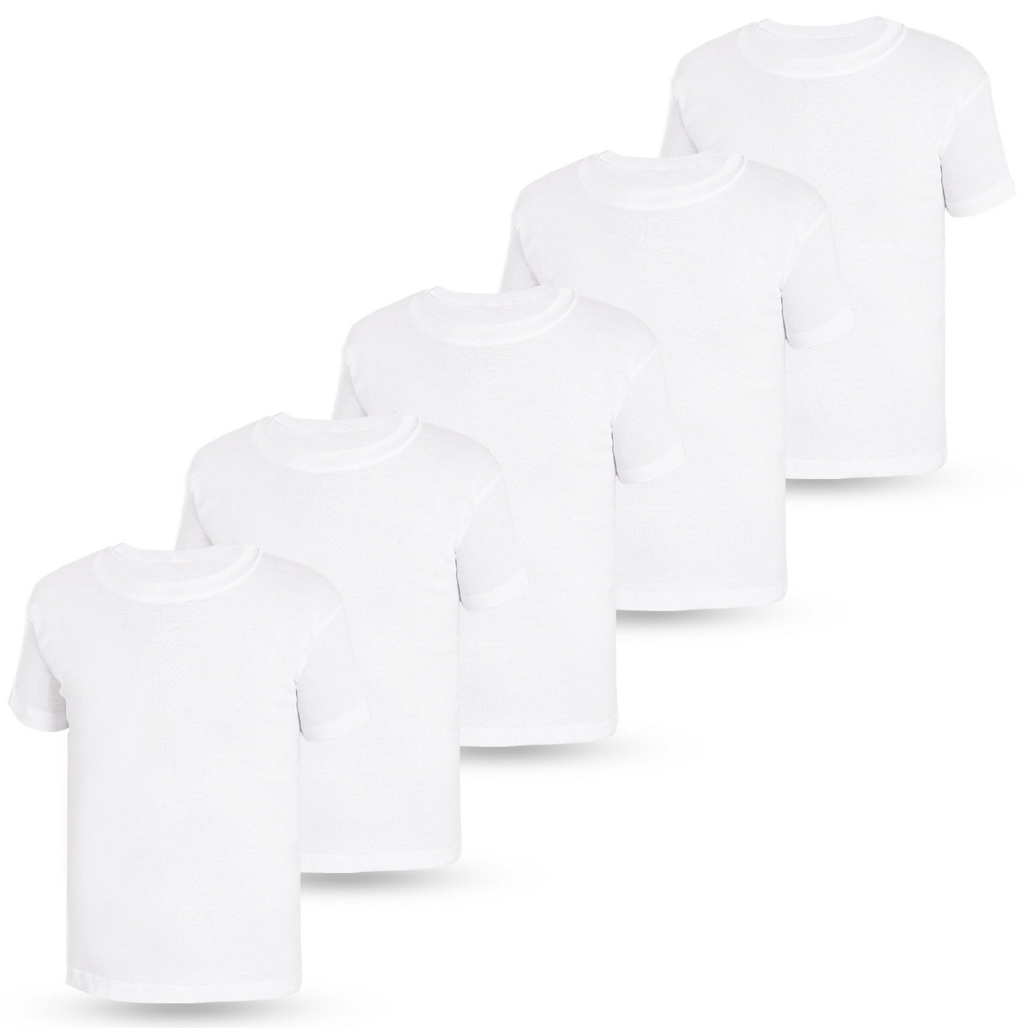 LOREZA Unterhemd 5 Jungen & Mädchen Unterhemd Kurzarm Shirt - T-Shirt 100% Baumwolle (Spar-Packung, 5-St) Weiss