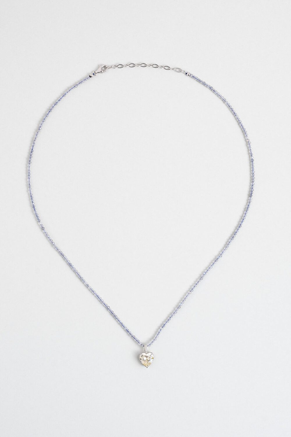 So CHIC... Collier Labradorit Herz 18K Weißgold 45 Cm Silber Halskette