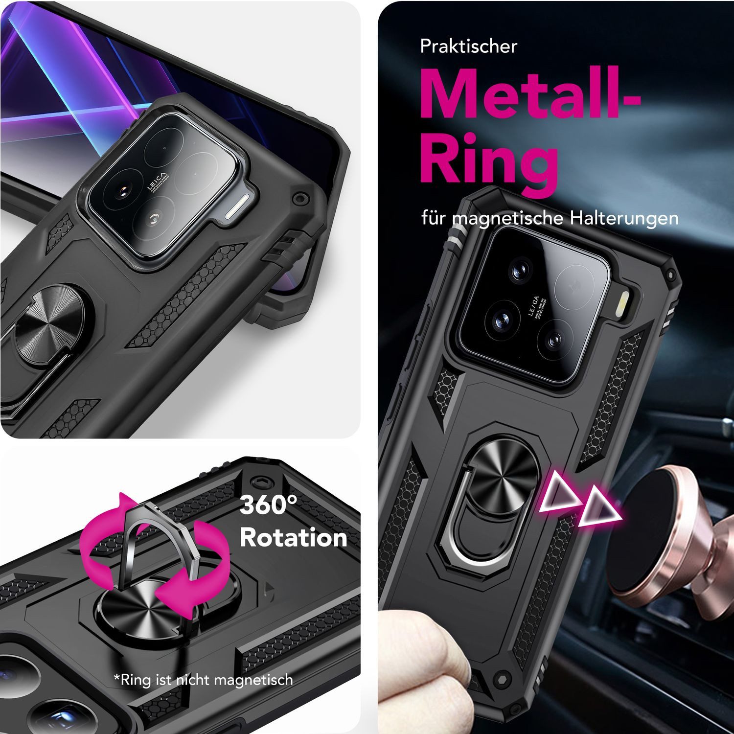 Nalia Smartphone-Hülle Xiaomi 15 16,2 cm (6,36 Zoll), Hülle mit Ring / Militär Stil / Extrem Robust / Stand / Outdoor Schutz