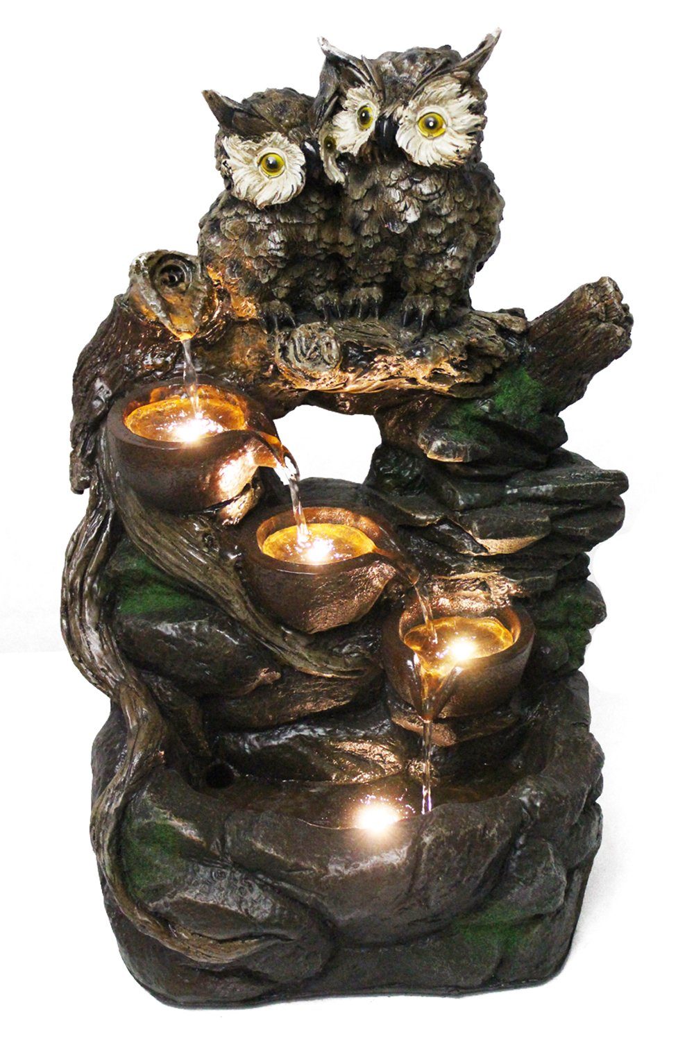 Arnusa Gartenbrunnen Springbrunnen Eule mit LED günstig online kaufen