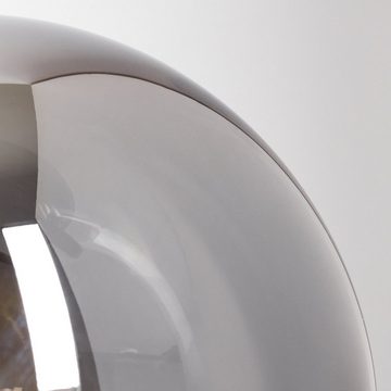 hofstein Tischleuchte moderne Nachttischlampe aus Metall/Glas in Schwarz/Rauchfarben, ohne Leuchtmittel, mit Schirm aus Glas, Ø 15cm, Höhe 24,5cm, m. An-/Ausschalter, 1x E14