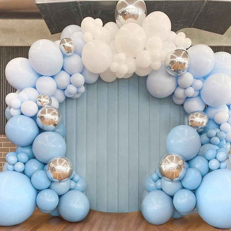 vokarala Luftballon »VOKARALA Blaues Ballonbogen-Set – 114 Stück Blau-Weiß-Silber-Luftballons mit 4D-Folienballons Blaue Ballonbögen für Jungen, Geburtstag, Babyparty, Geschlecht offenbaren, Hochzeitsdekorationen«