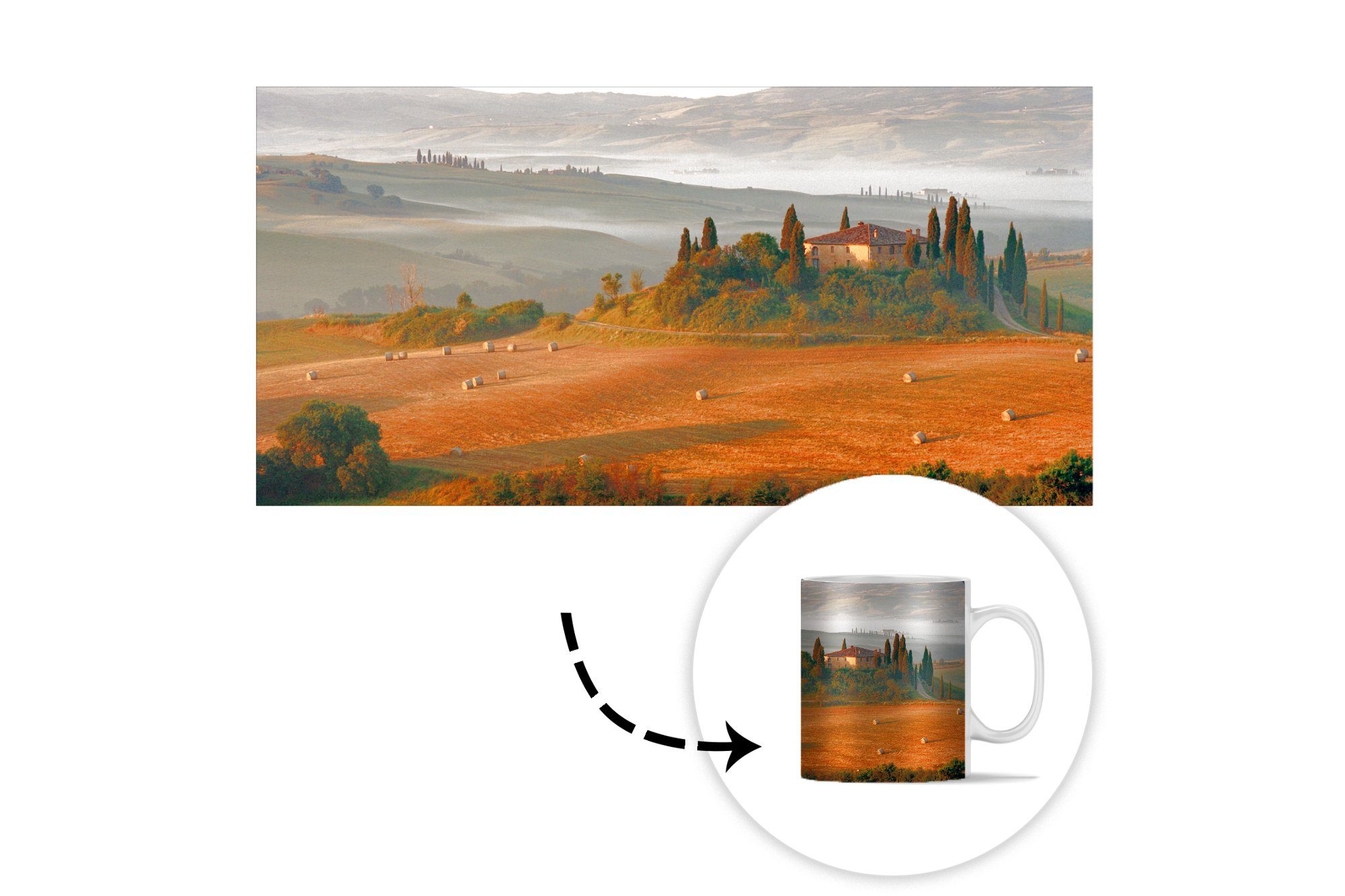 - Toskana Italien, Becher, Keramik, Landschaft Tasse - MuchoWow Geschenk Teetasse, Teetasse, Kaffeetassen,