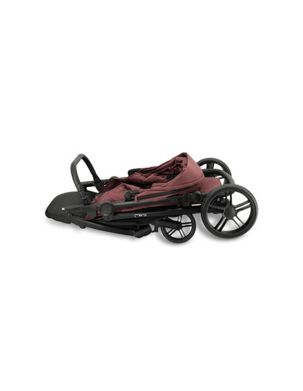 MoMi CLARA stroller in burgundy for children up to 22 kg, adjustable, adjustable push handle, extensive accessory set