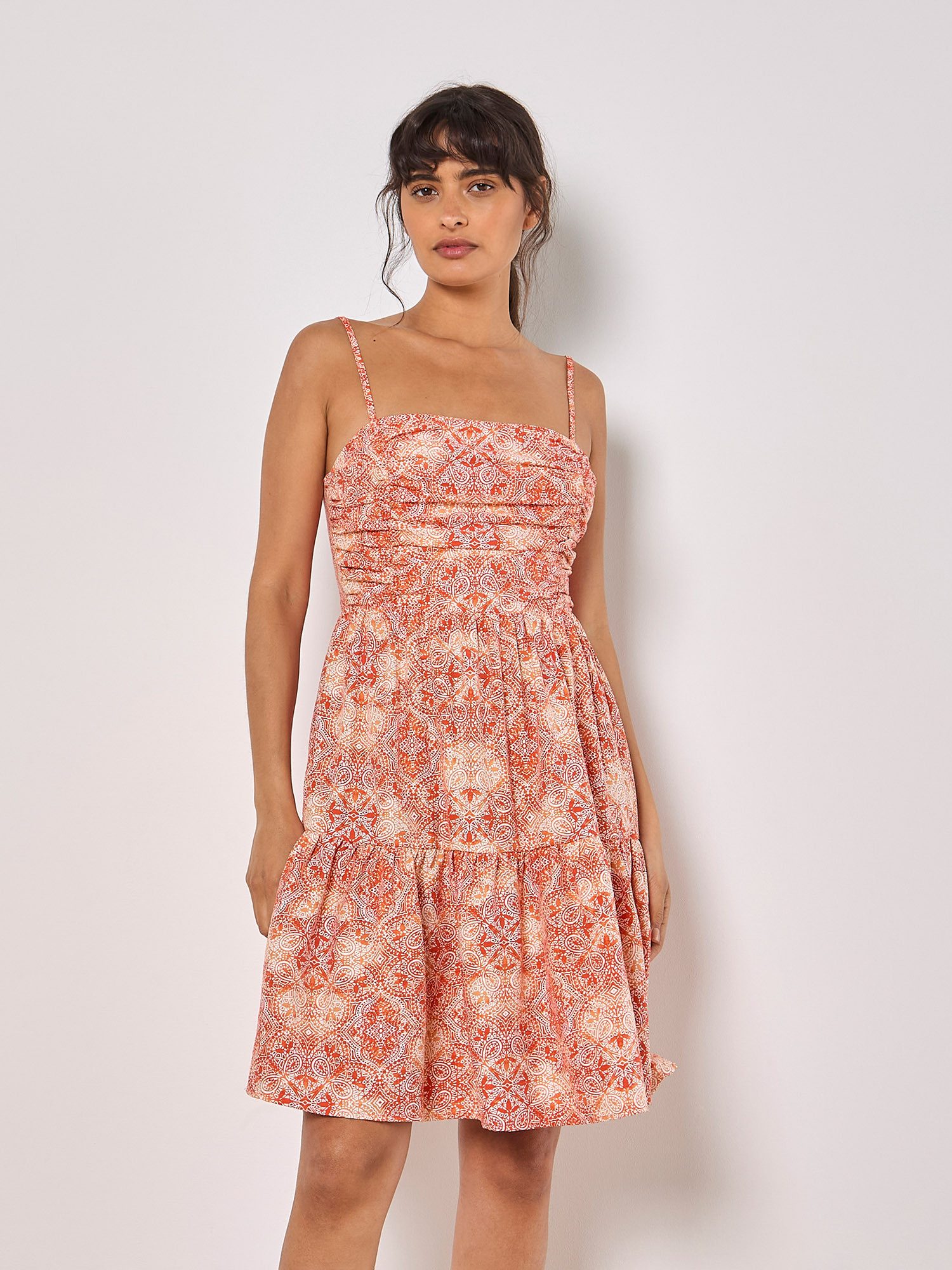 Apricot Minikleid Trägerkleid, mit tollem Druck günstig online kaufen