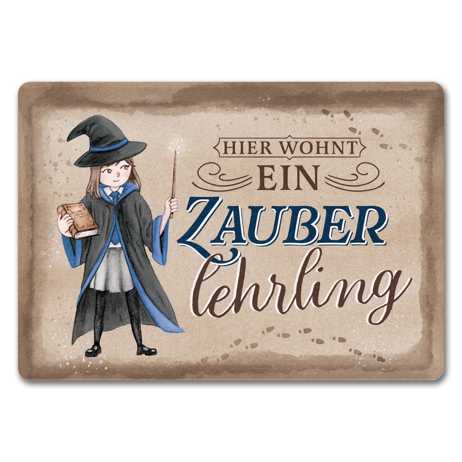 Fußmatte Zauberlehrling Fußmatte in 35x50 cm ohne Rand mit Zauberschülerin