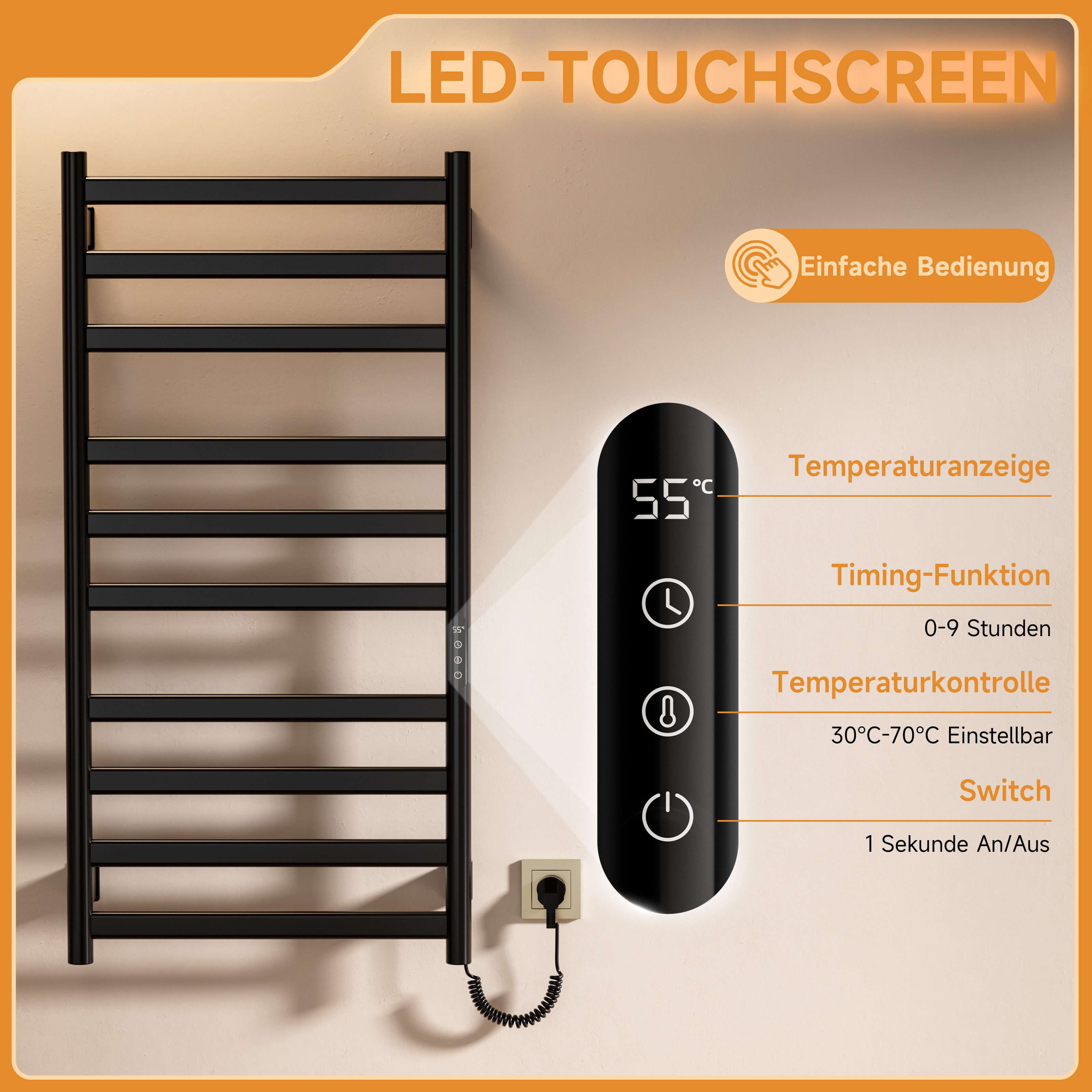 Oihpaw Elektrischer Badheizkörper Electric Towel Radiator Elektrischer Badh günstig online kaufen