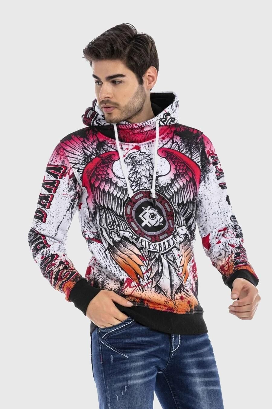 Cipo & Baxx Rundhalspullover "Sweatshirt", mit coolem Alloverprint günstig online kaufen