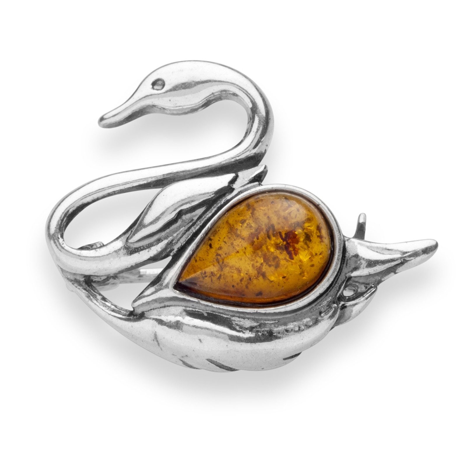 Brosche Ostsee-Schmuck Brosche kleiner Schwan Brosche kleiner Schwan